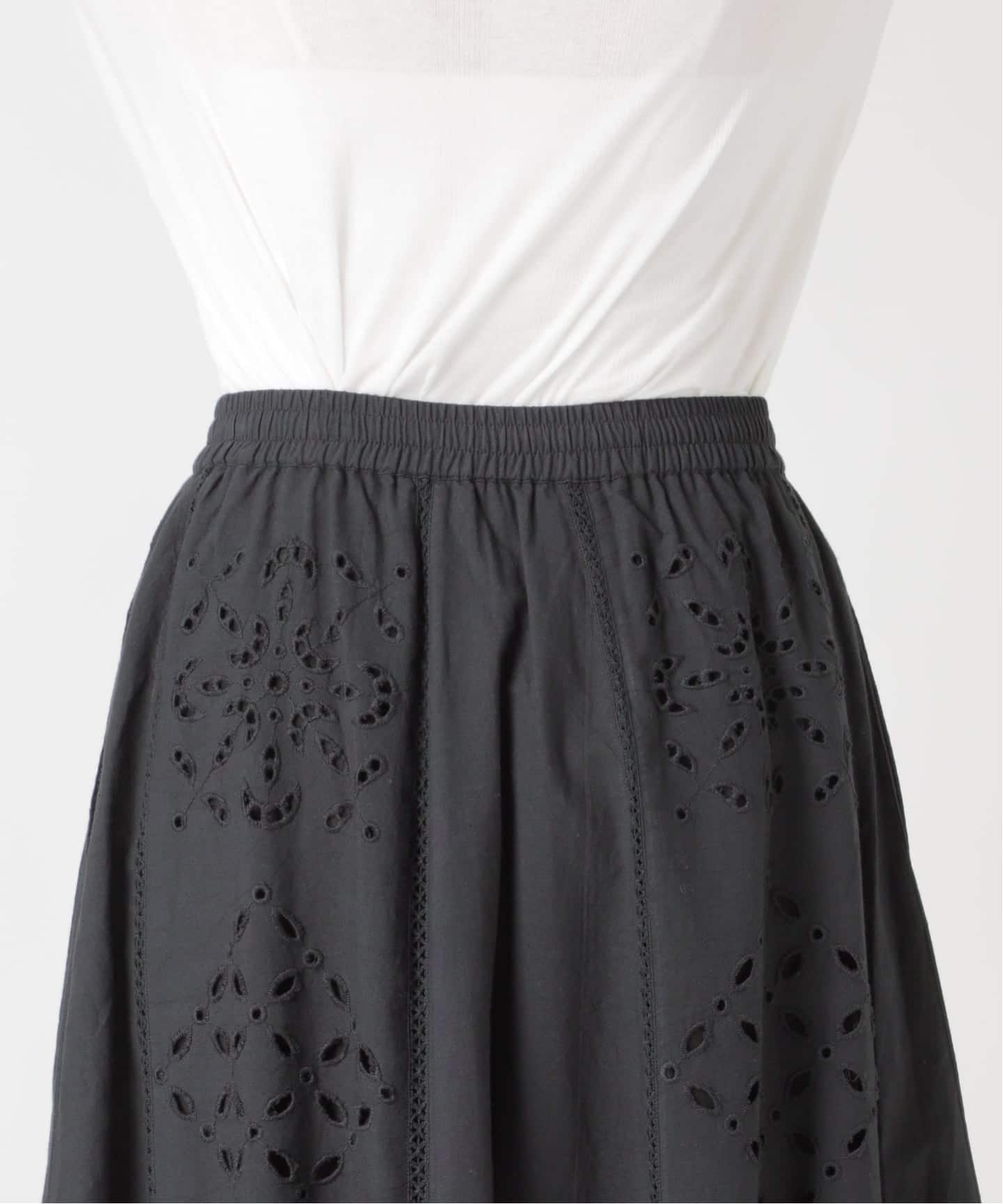 26SS新作］カットワークエンブロイダリースカート（ロング・マキシ丈