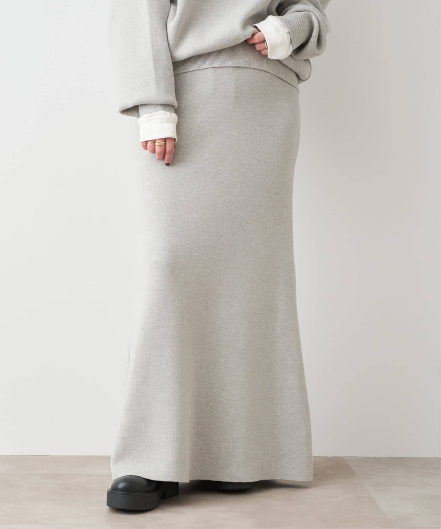 tomoDeuxieme Classe スウェットマキシスカート グレー 予約》SMOOTH TOP ロングスカート（ロング・マキシ丈スカート