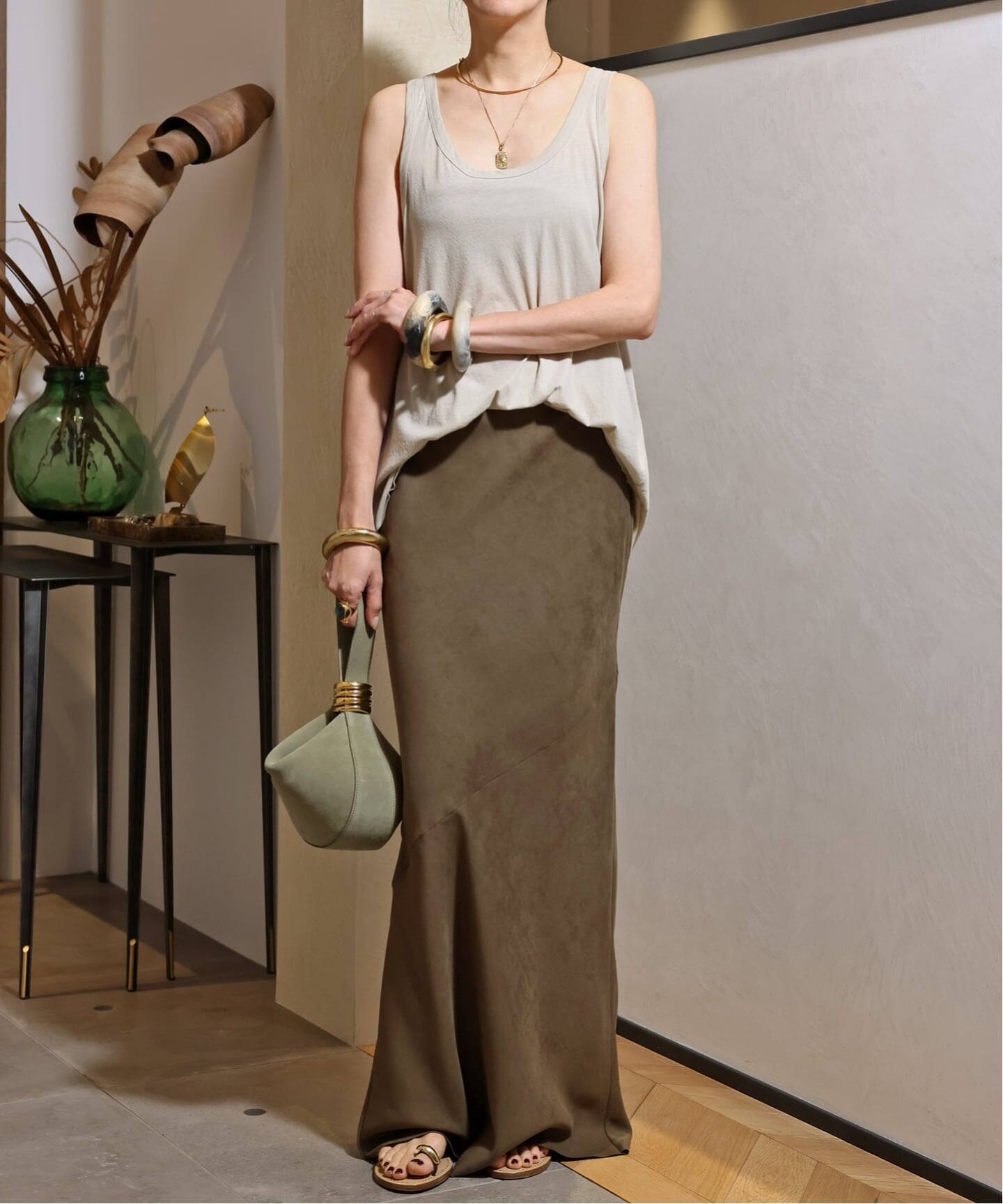 予約》【Col Pierrot/コル ピエロ】Fake suede Maxi スカート（その他