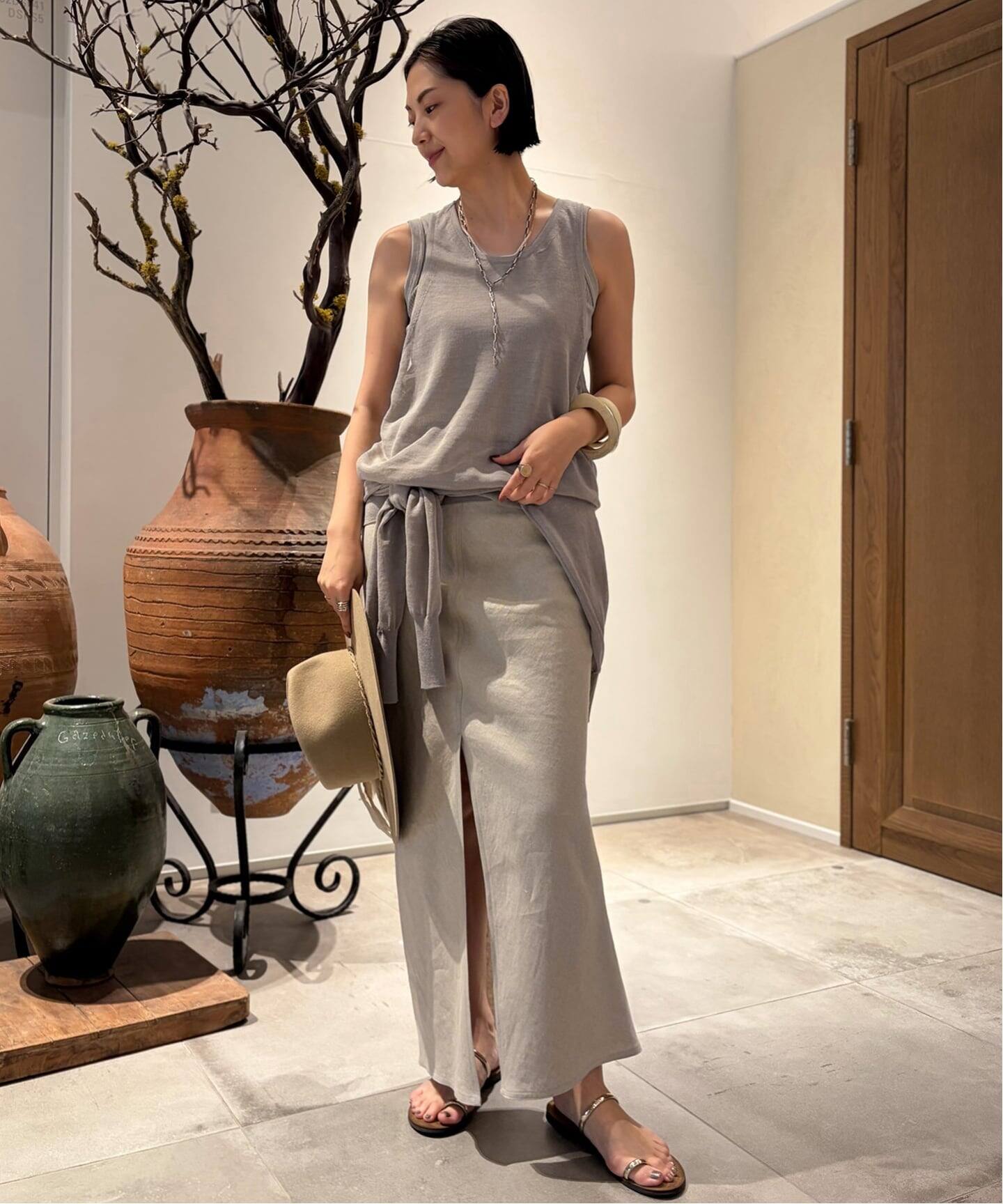 新品 MUSE Deuxieme Classe OGLINEN タイトスカート OGLINEN タイトスカート（ロング・マキシ丈スカート）｜MUSE de