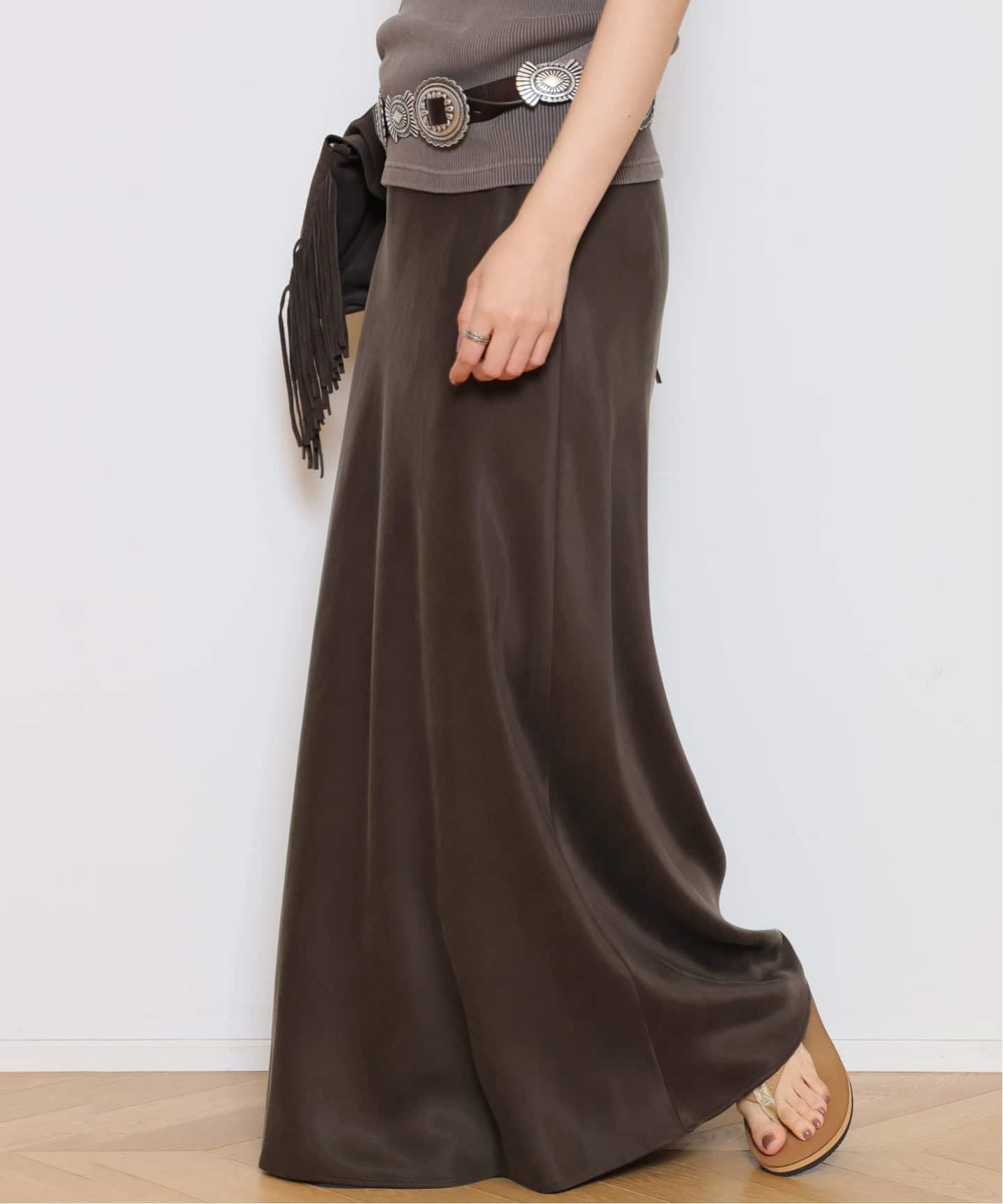 【美品✨】ドゥーズィエムクラスロングマキシスカートモカベージュ Cu/R maxi スカート（ロング・マキシ丈スカート）｜MUSE de Deuxieme