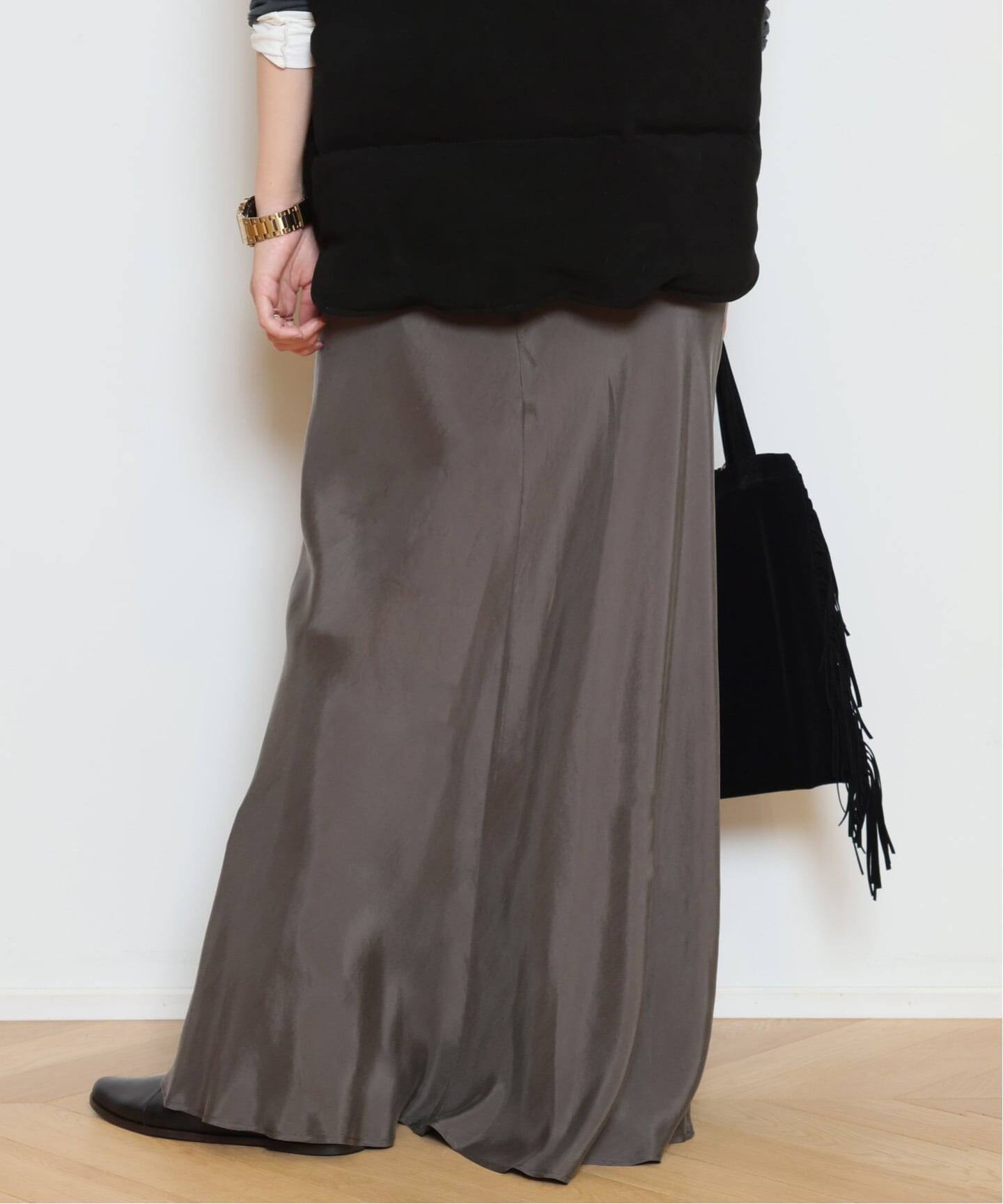 Cupro maxi スカート/ Baycrews購入 サテンスカート グレー Cupro maxi スカート（ロング・マキシ丈スカート）｜MUSE de Deuxieme