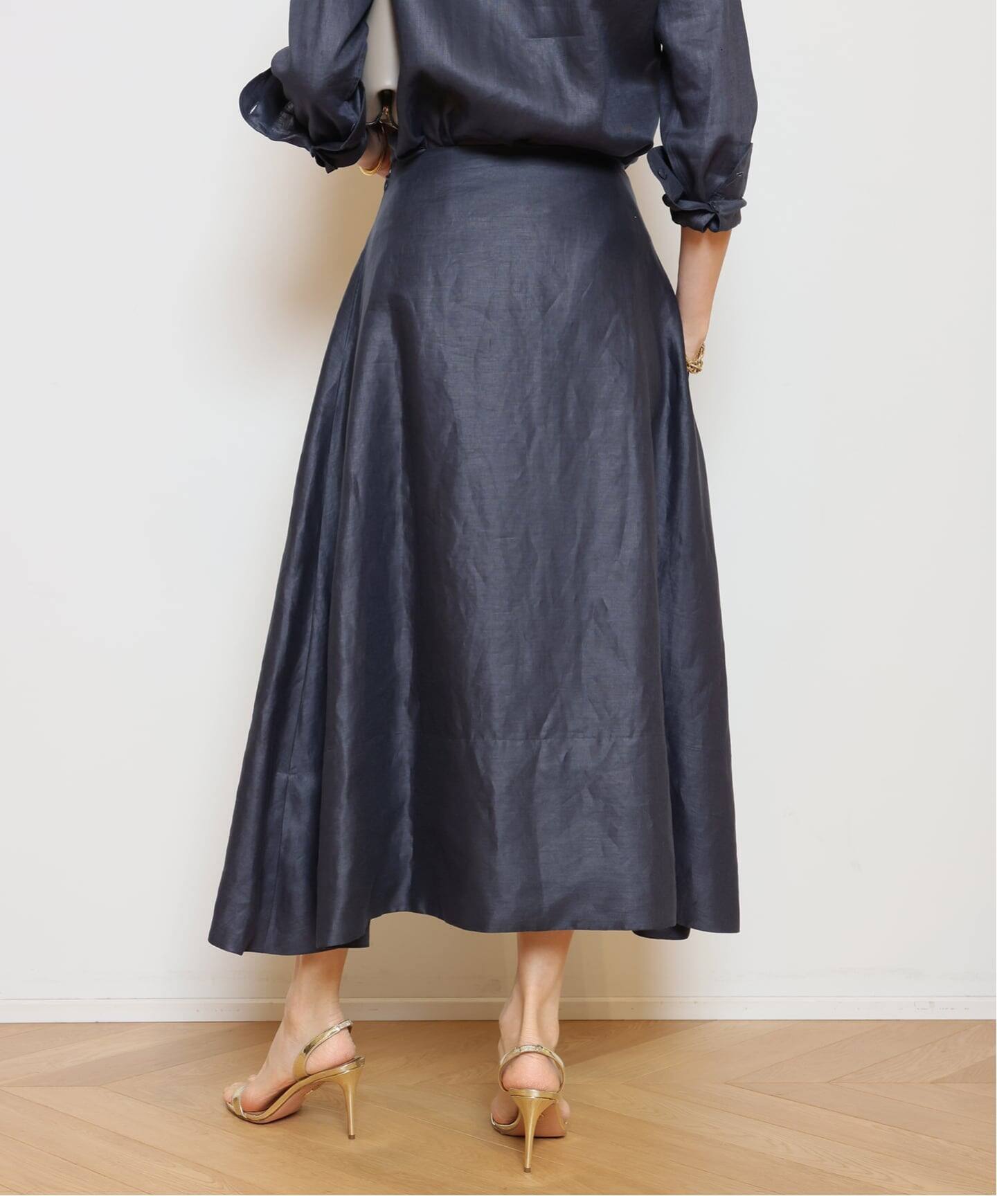 MADISONBLUE マディソンブルー ミモレフレアスカート リネン 02 MADISONBLUE(マディソンブルー)｜MI-MOLLET FLARE SKIRT LINEN リネン