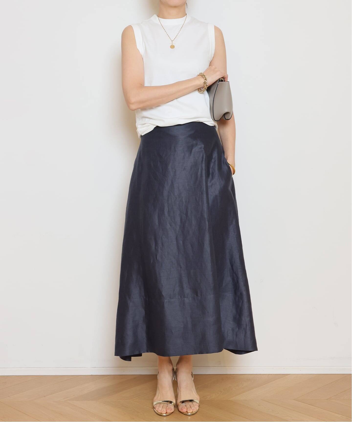 MADISONBLUE/マディソンブルー】LINEN MI-MOLLET FLARE スカート