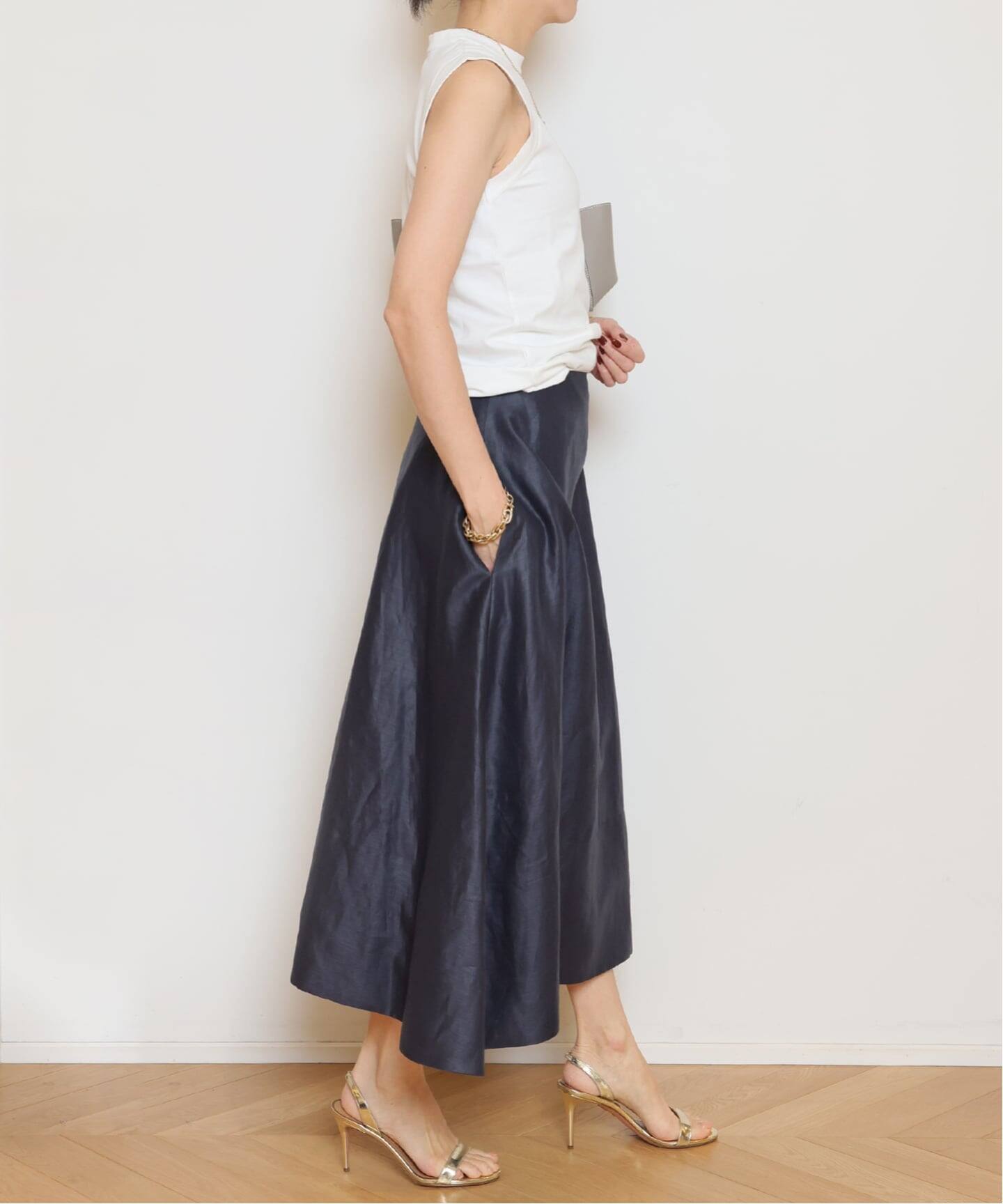 MADISONBLUE マディソンブルー ミモレフレアスカート リネン 02 MADISONBLUE/マディソンブルー】LINEN MI-MOLLET FLARE スカート