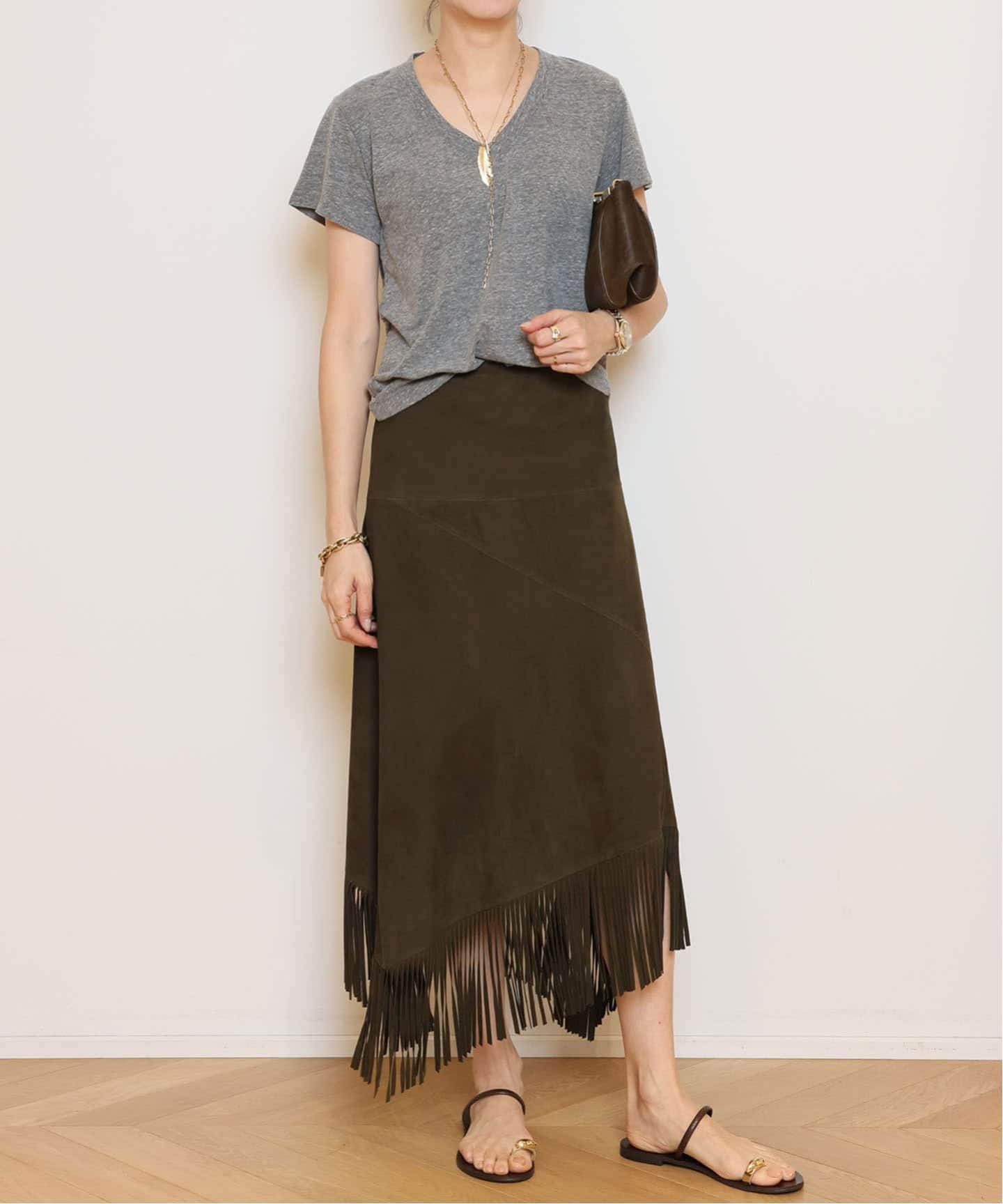 FURLING by GIANNI/ファーリングバイジャンニ】SUEDE FRINGE スカート
