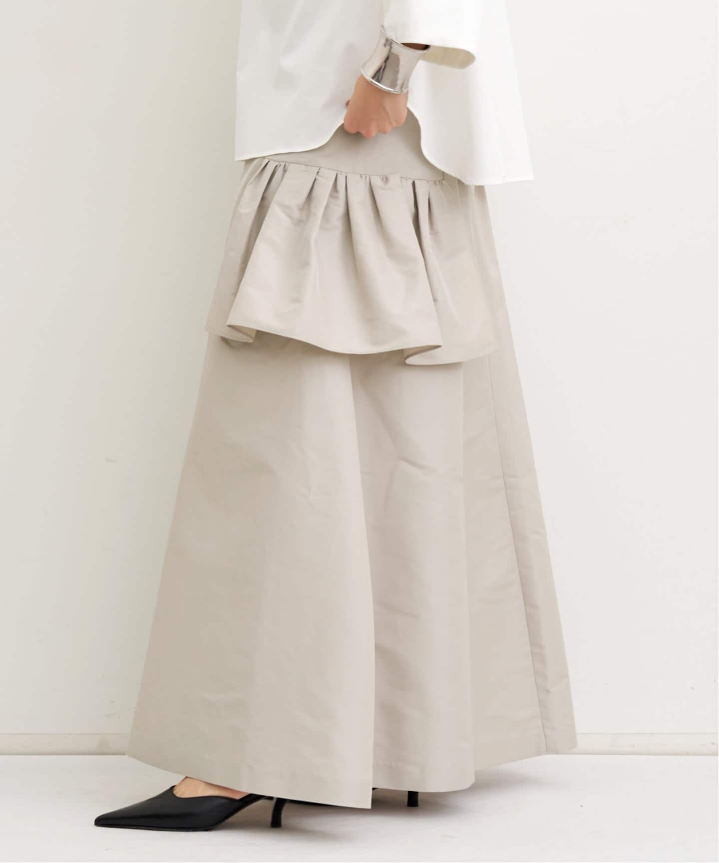 MEMORY TAFFETA LONG SKIRT（ロング・マキシ丈スカート）｜L