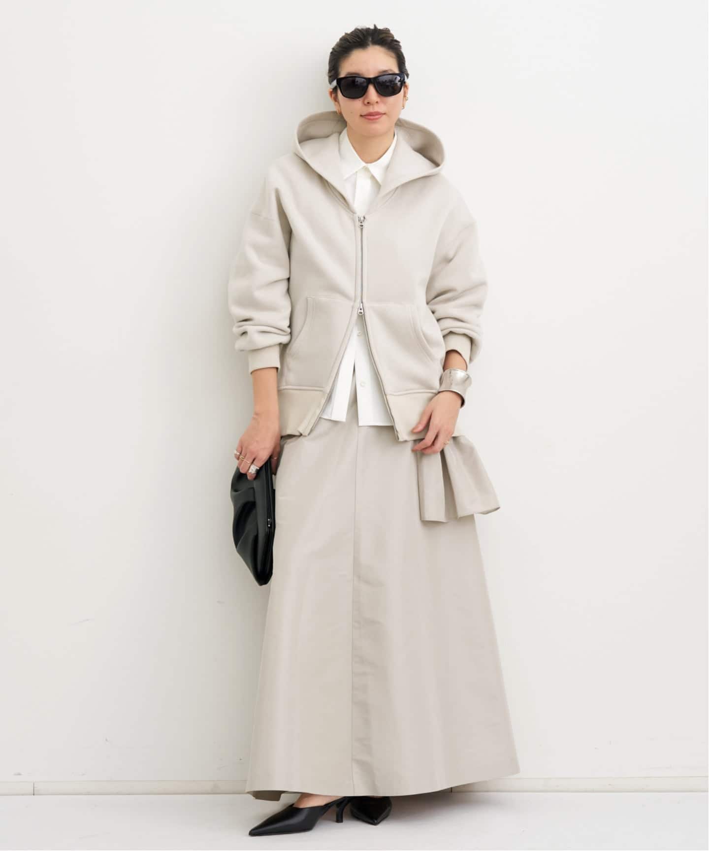 MEMORY TAFFETA LONG SKIRT（ロング・マキシ丈スカート）｜L