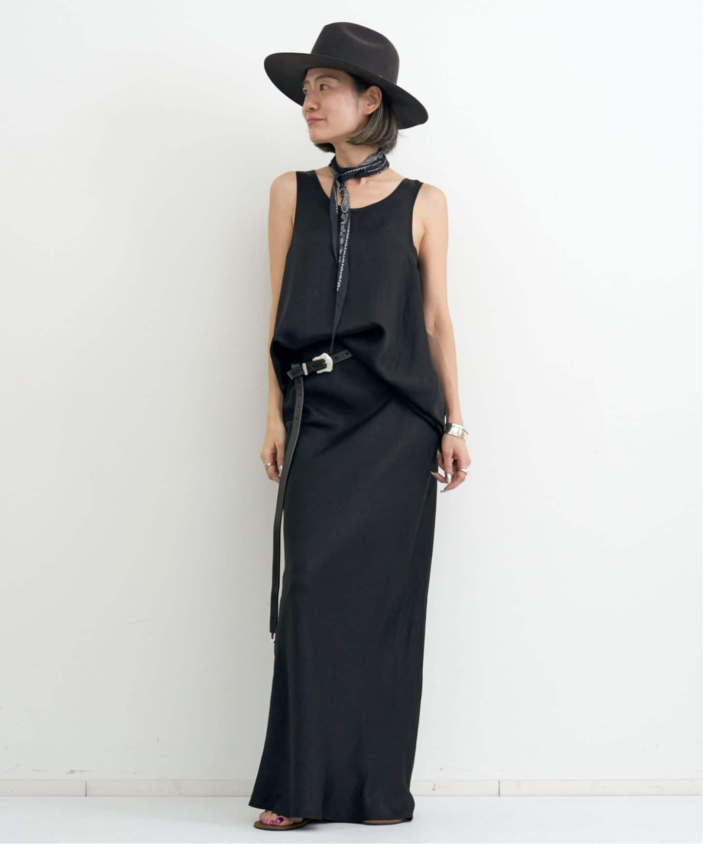 TWILL VINTAGE MAXI SKIRT（ロング・マキシ丈スカート）｜L