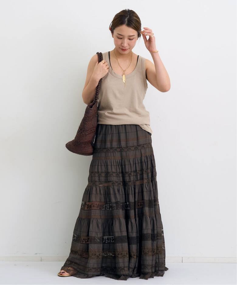 TIERED LACE SKIRT（ロング・マキシ丈スカート）｜L