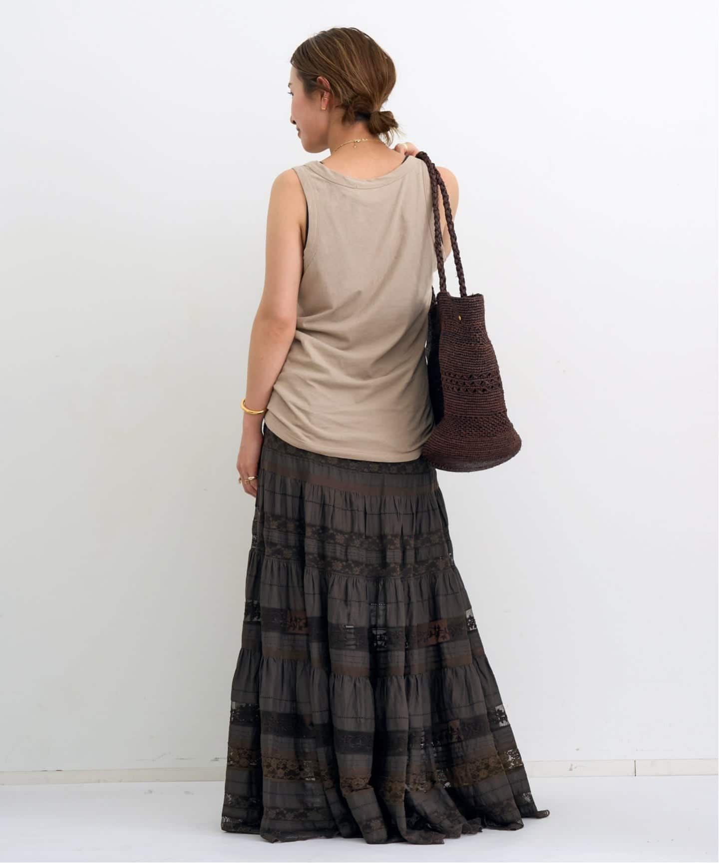 L'Appartement☆TIERED LACE SKIRT　新品カーキ TIERED LACE SKIRT（ロング・マキシ丈スカート）｜L'Appartement