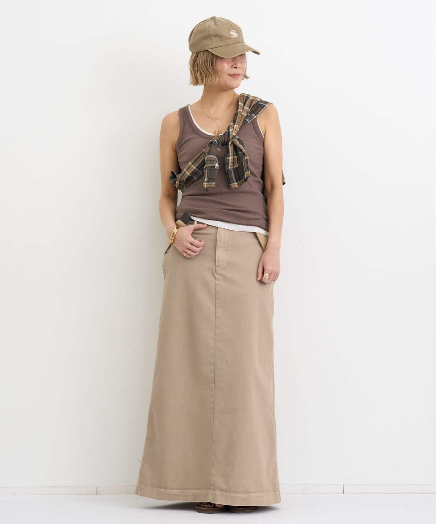アパルトモン GOOD GRIEF Chino Volume Skirt GOOD GRIEF!/グッド グリーフ】 VINTAGE WASHED CHINO SKIRT（ロング