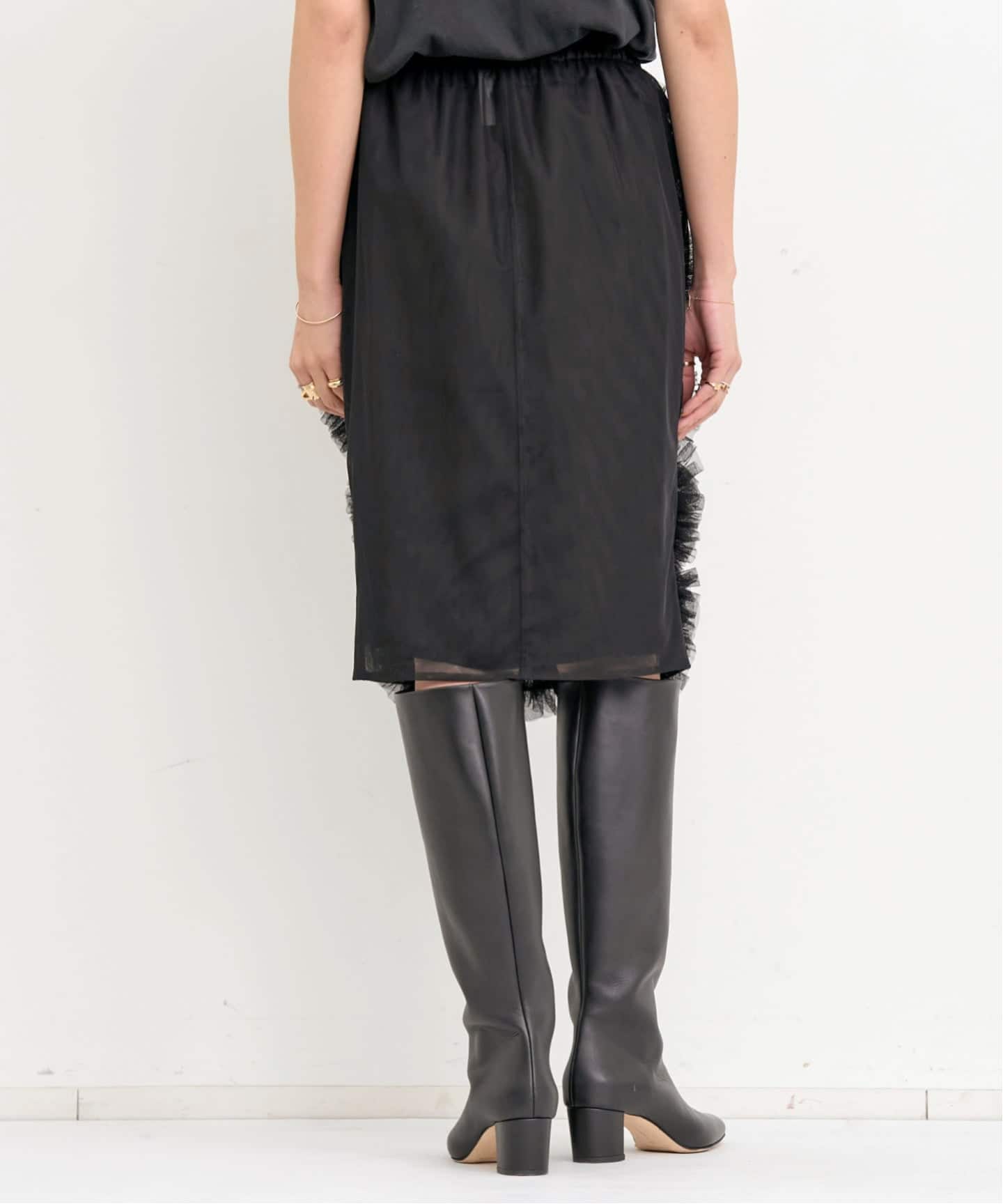 Col Pierrot/コル ピエロ】 TULLE FLOWER SKIRT（ひざ丈スカート）｜L