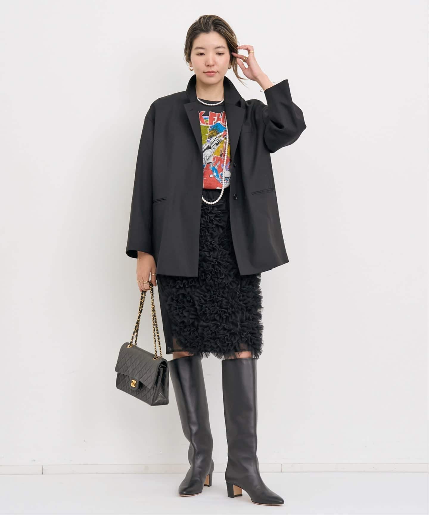 Col Pierrot/コル ピエロ】 TULLE FLOWER SKIRT（ひざ丈スカート）｜L