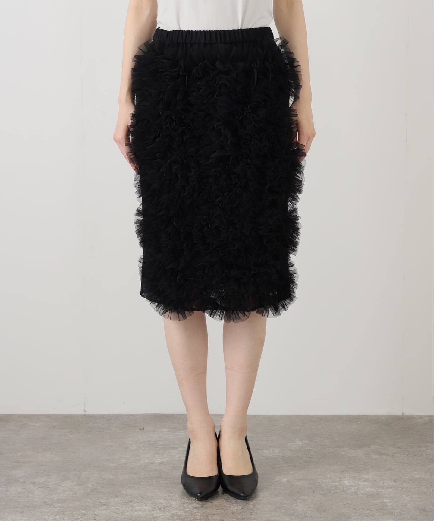 Col Pierrot/コル ピエロ】 TULLE FLOWER SKIRT（ひざ丈スカート）｜L