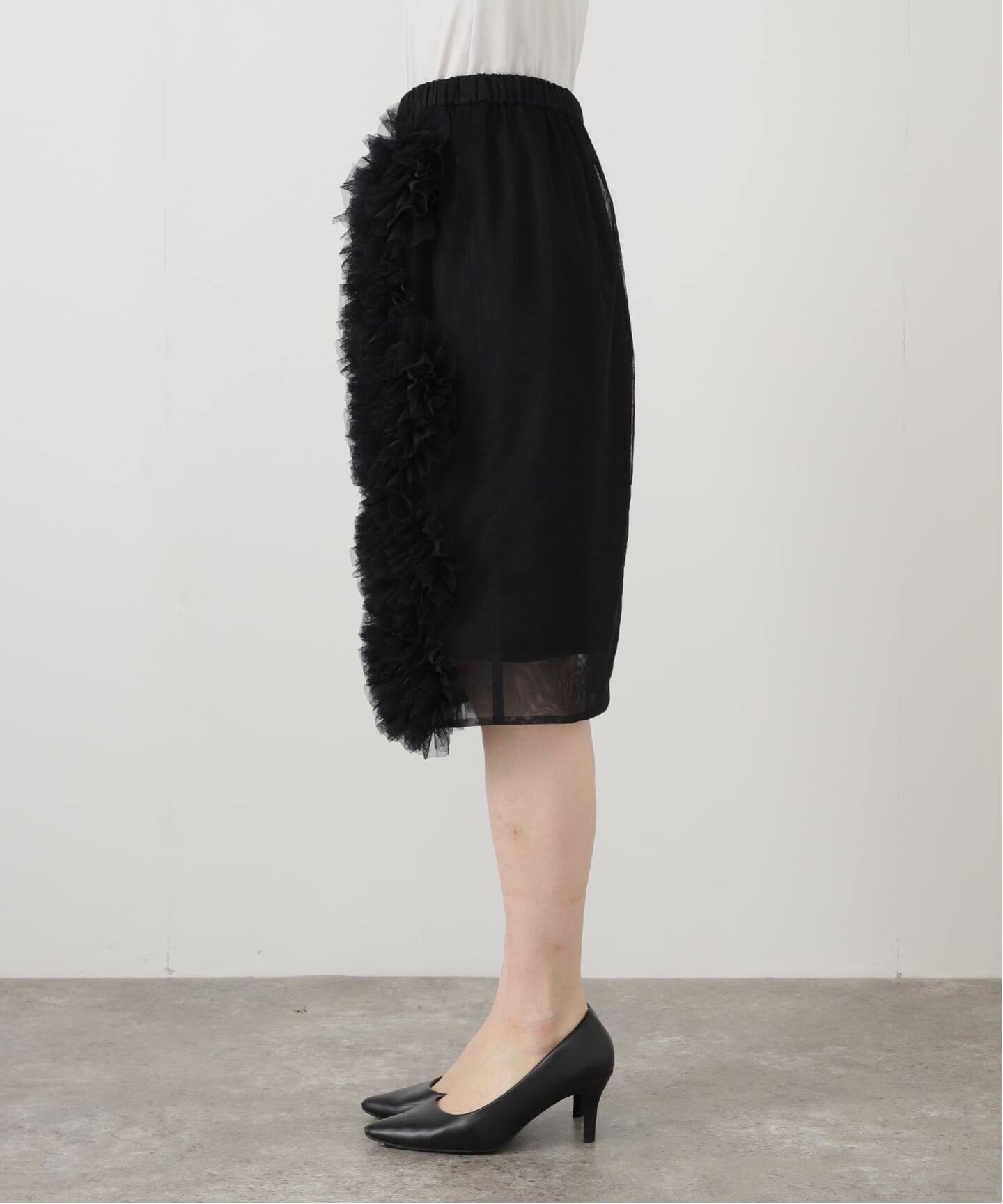 Col Pierrot/コル ピエロ】 TULLE FLOWER SKIRT（ひざ丈スカート）｜L