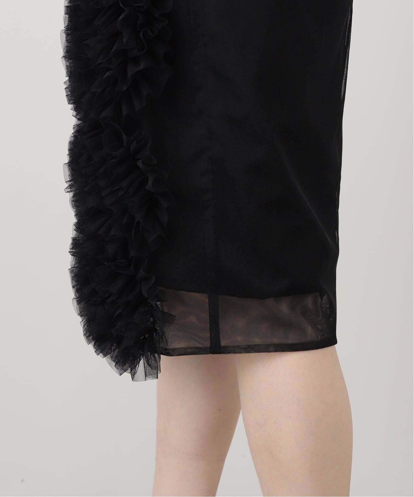 Col Pierrot/コル ピエロ】 TULLE FLOWER SKIRT（ひざ丈スカート）｜L
