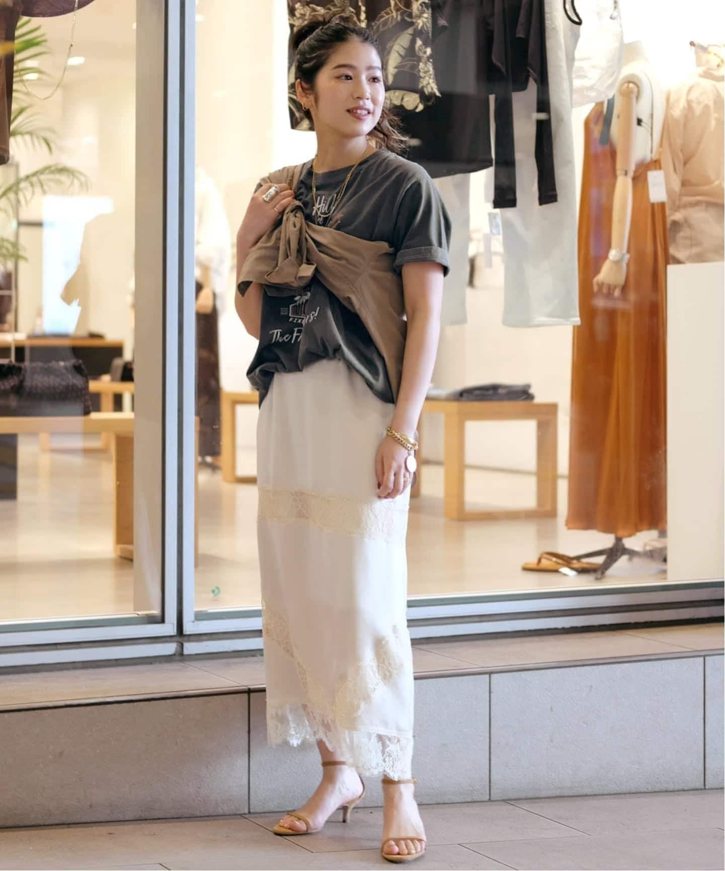 レースサテンスカート（ロング・マキシ丈スカート）｜AP STUDIO