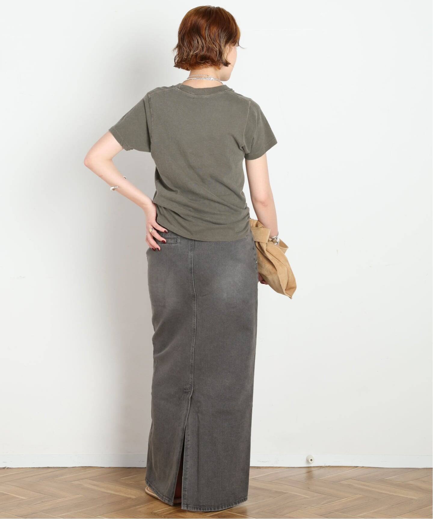 LOW CLASSIC/ロウ・クラシック】BELTED HIGH WAIST DENIM SKIR（ロング