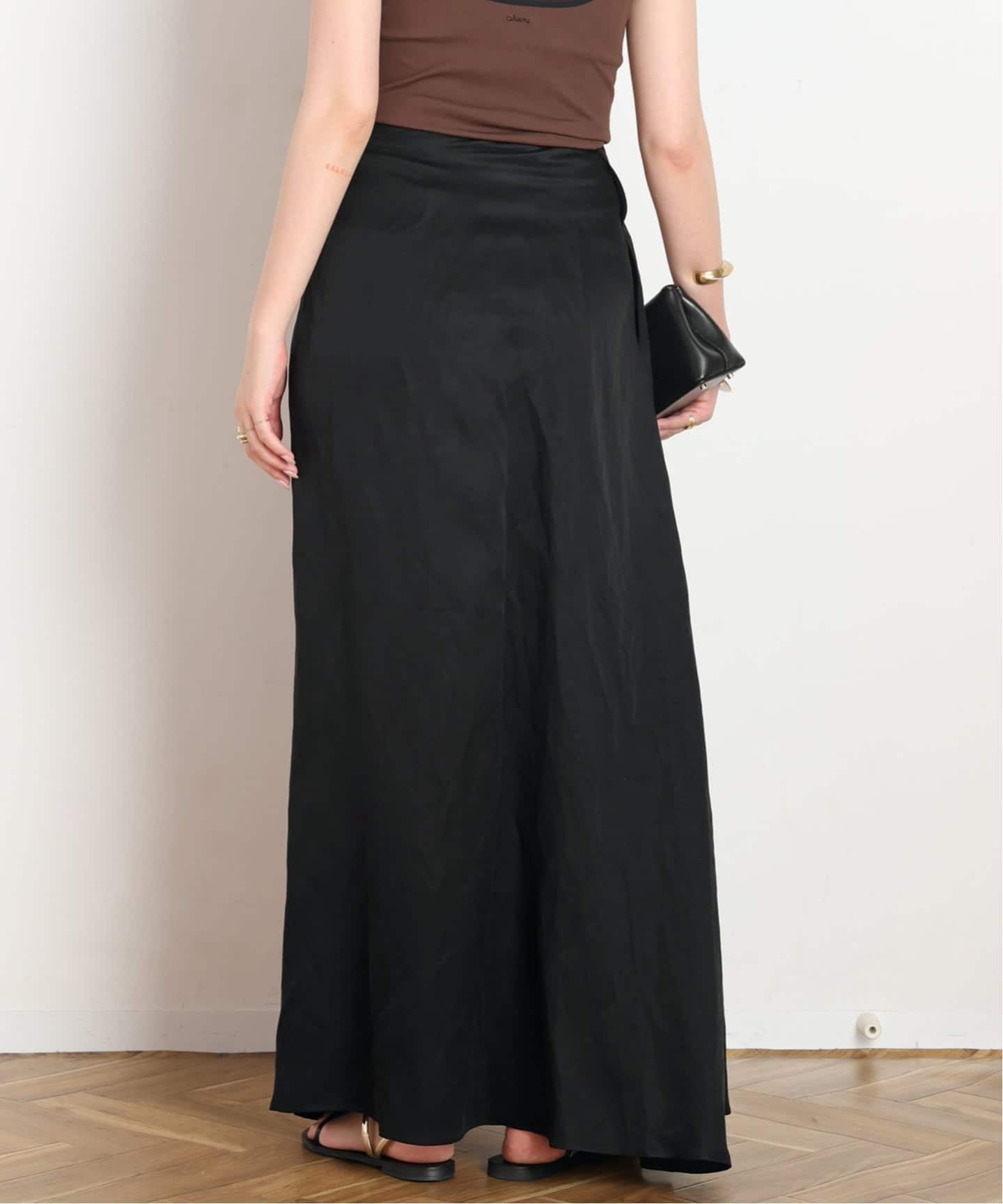 RUOHAN/ローハン】TULA WRAP SKIRT(Black)（ロング・マキシ丈スカート