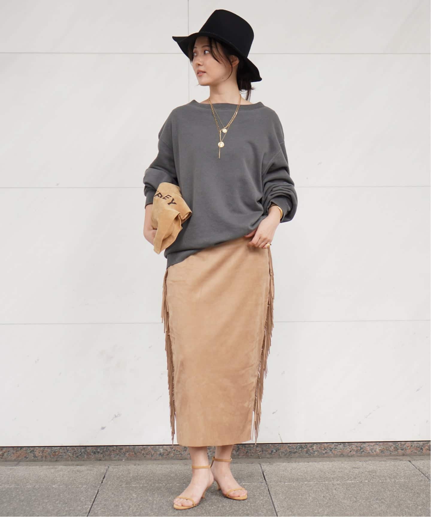 COUTURE D'ADAM/クチュールドアダム】Suede fabiric Ranch Skirt