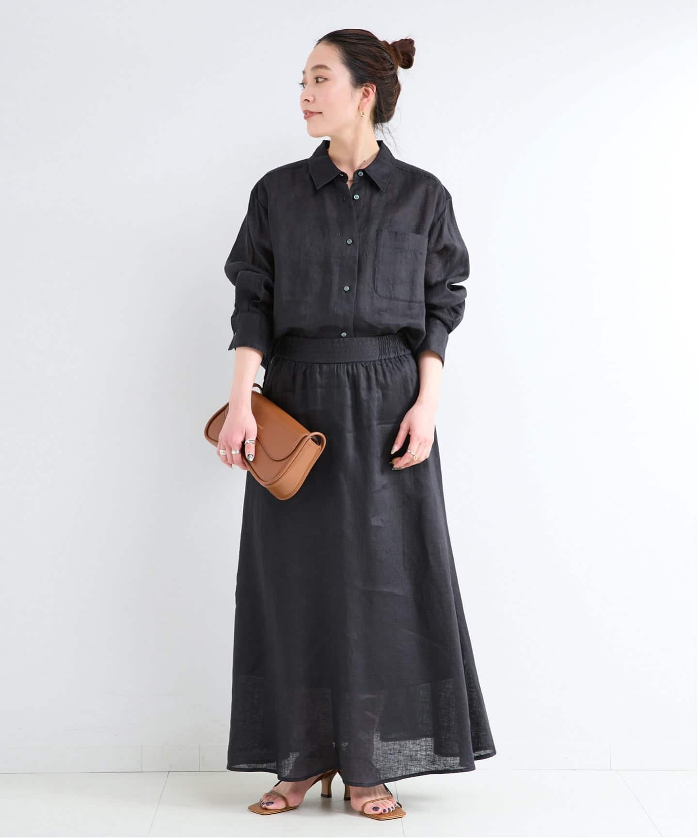 予約》《S/Mサイズ展開》手洗い可 / フレンチリネンギャザースカート