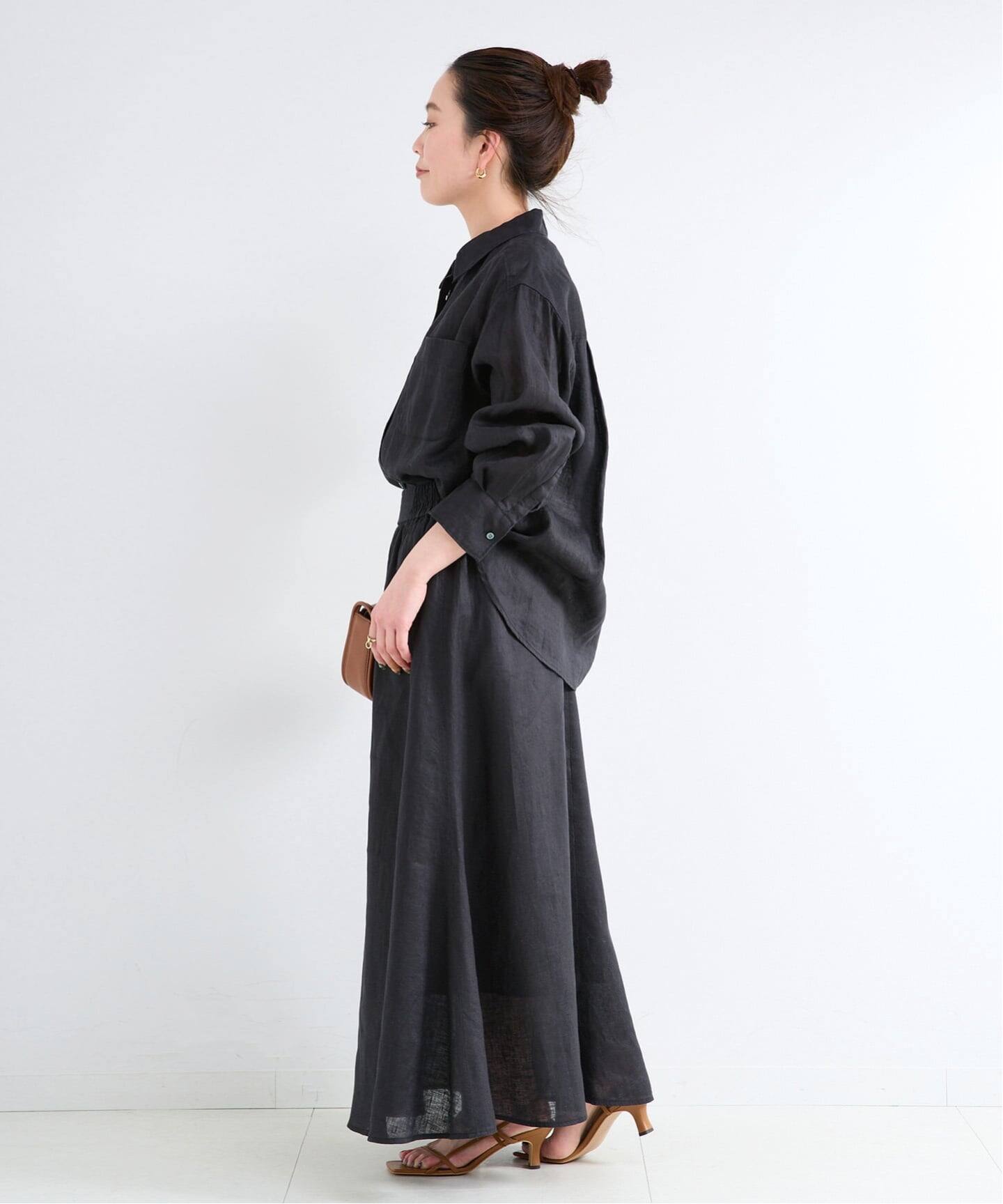 S/Mサイズ展開》手洗い可 / フレンチリネンギャザースカート（ロング