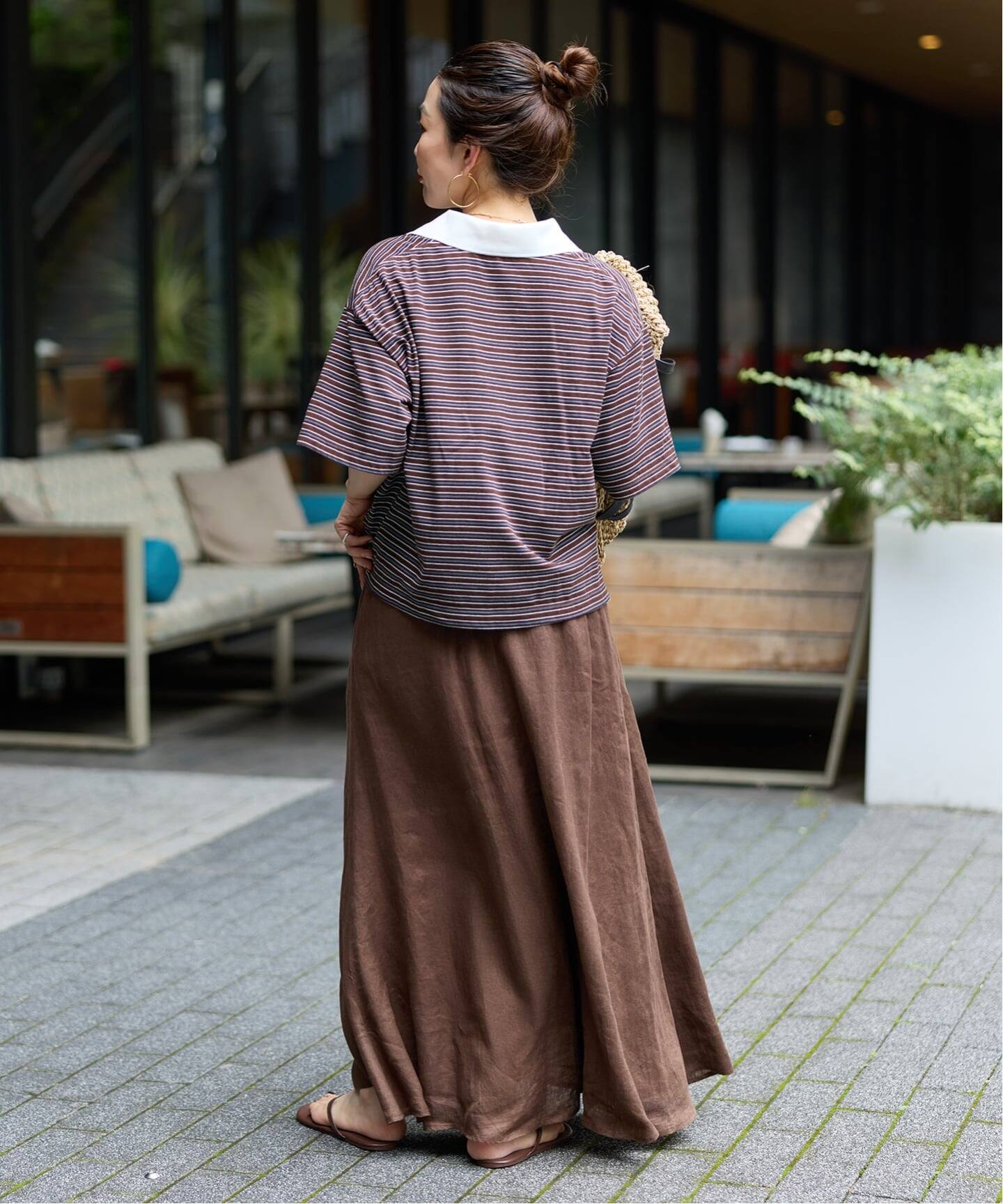 S/Mサイズ展開》手洗い可 / フレンチリネンギャザースカート（ロング