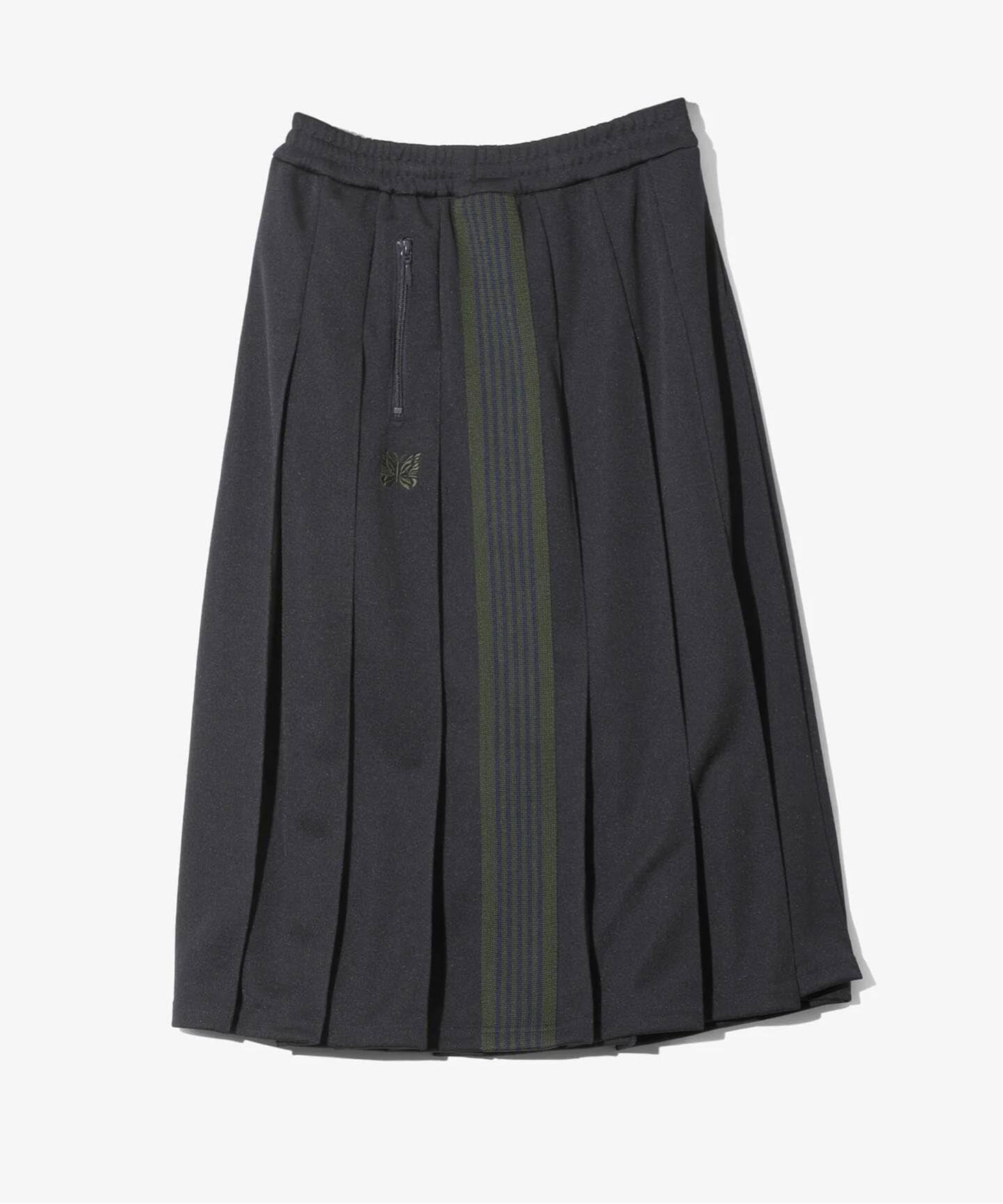 Needles ニードルス Pleated Track Skirt チャコール1 NEEDLES / ニードルズ Pleated Track Skirt - Poly Smooth（ロング