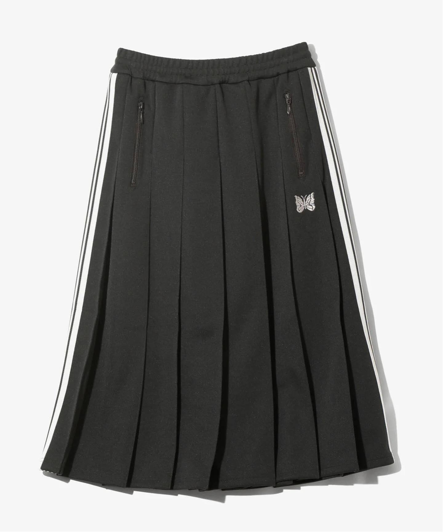 ニードルス　トラック　スカート　チャコール NEEDLES/ニードルズ Pleated Track Skirt - Poly Smooth（ロング