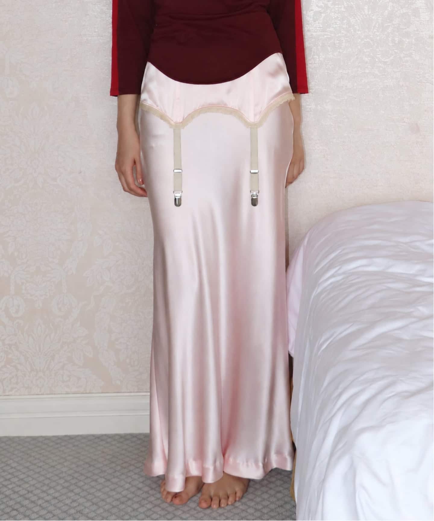 LULU vintage silk garter skirt（ロング・マキシ丈スカート）｜EDIT