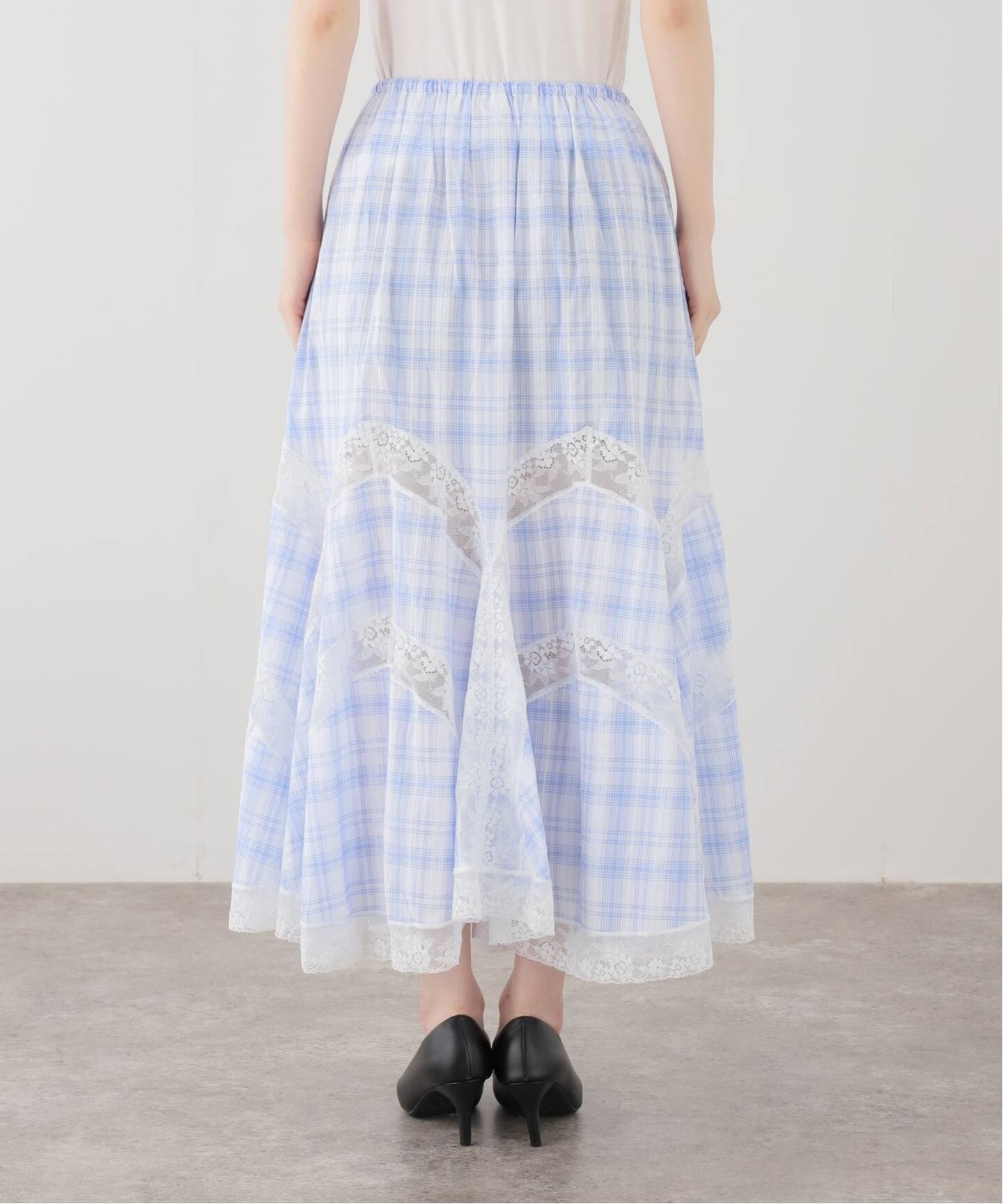 YUHAN WANG/ユハン ワン】lace trim check maxi skirt（ロング・マキシ