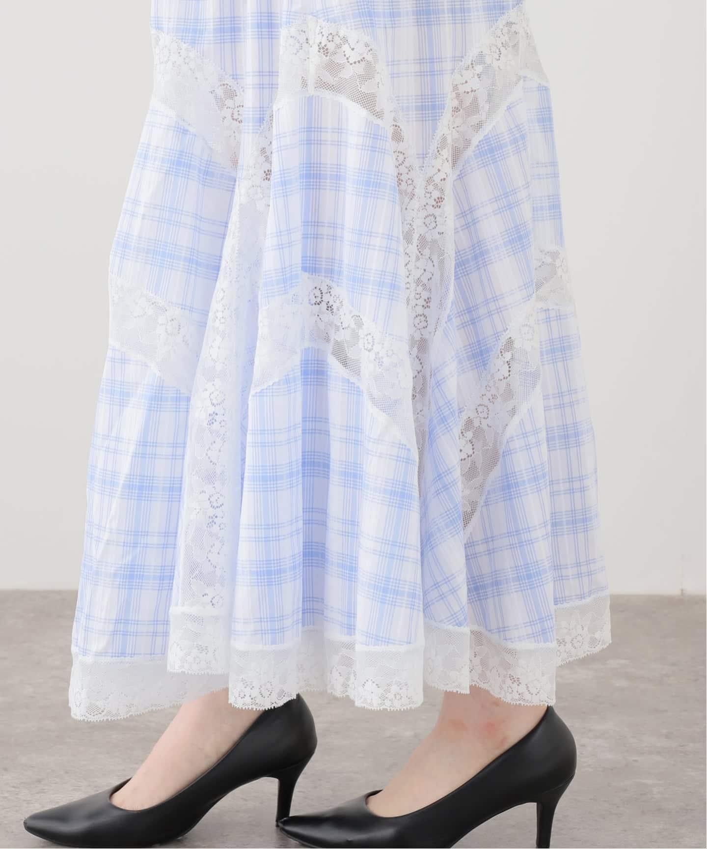 YUHAN WANG/ユハン ワン】lace trim check maxi skirt（ロング・マキシ