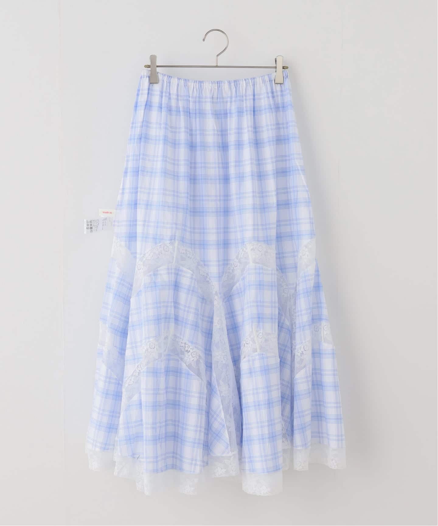 YUHAN WANG/ユハン ワン】lace trim check maxi skirt（ロング・マキシ