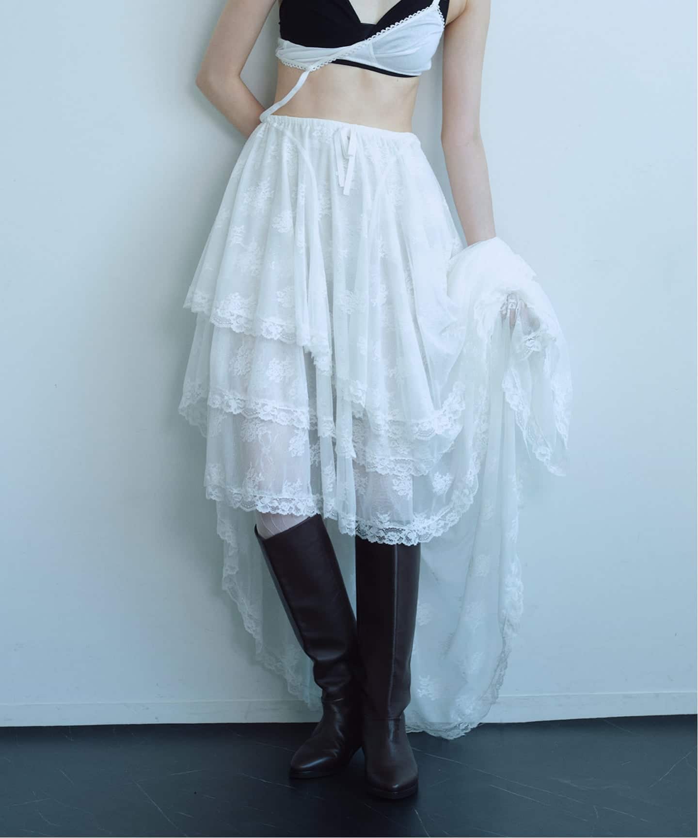 YUHAN WANG/ユハン ワン】 cascade lace skirt（ロング・マキシ丈