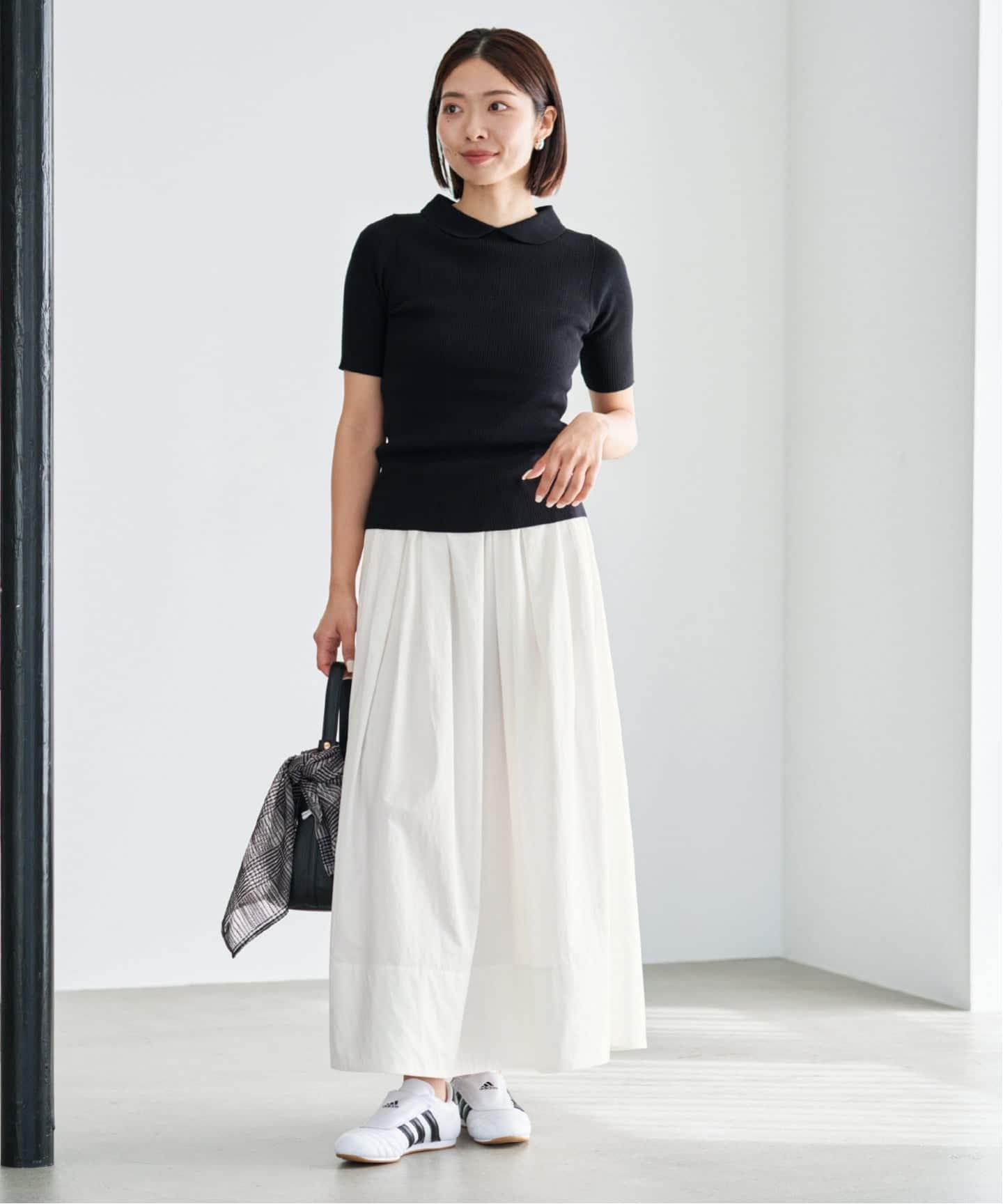 25AW relume ウォッシャブルブラッシュイージーフレアスカート 洗える/イージーケア】ダブルクロスフレアスカート(ひざ丈スカート