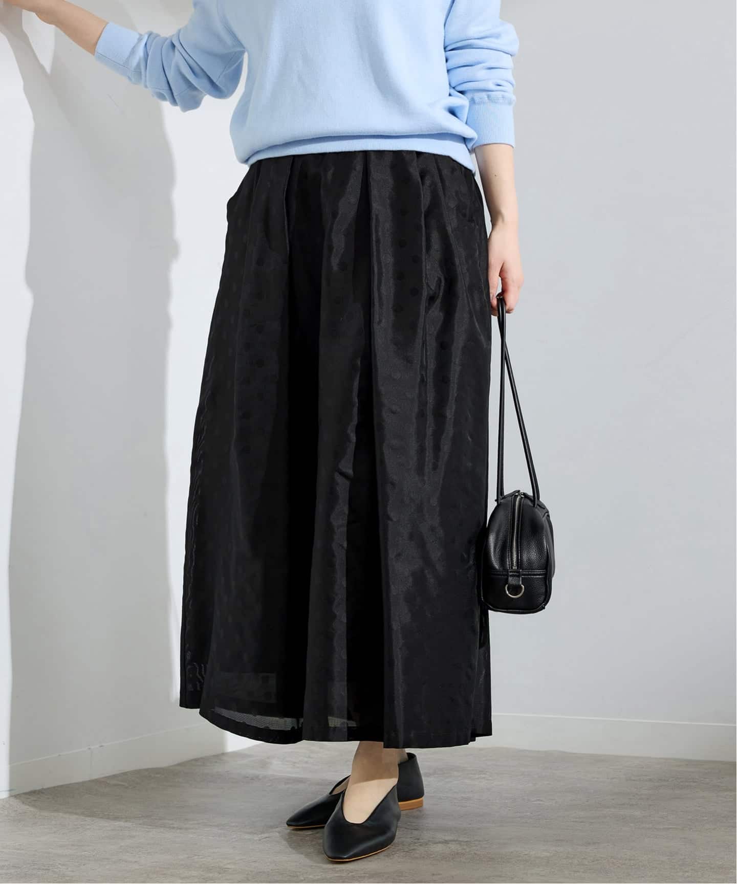 ドットジャガード タックフレアスカート（ロング・マキシ丈スカート