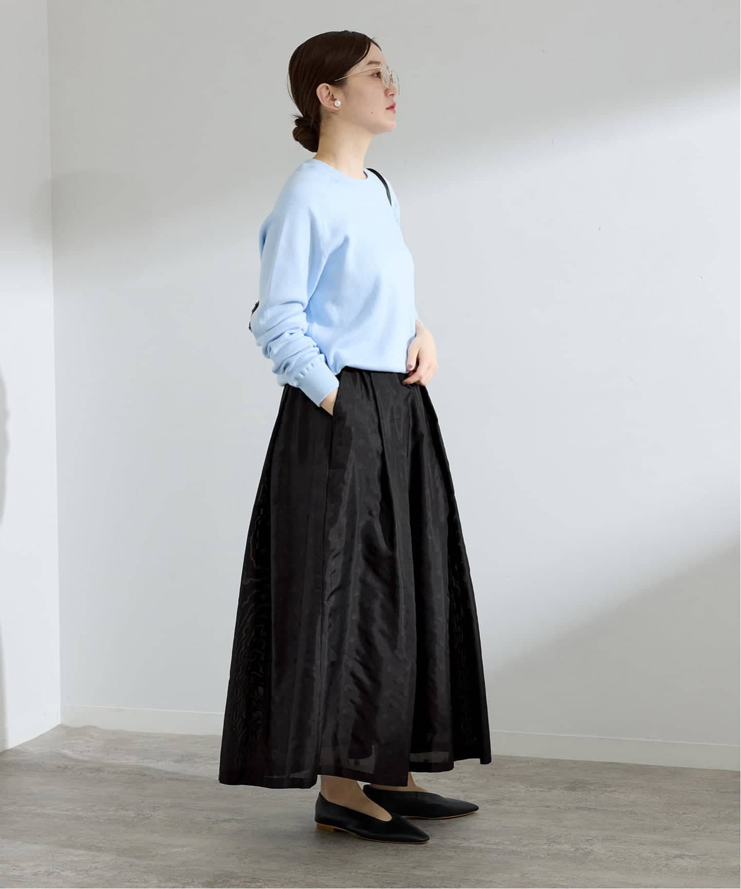 イエナラブークル　ドット　ジャガード　タック　スカート　フレアスカート　ロング ドットジャガード タックフレアスカート（ロング・マキシ丈スカート