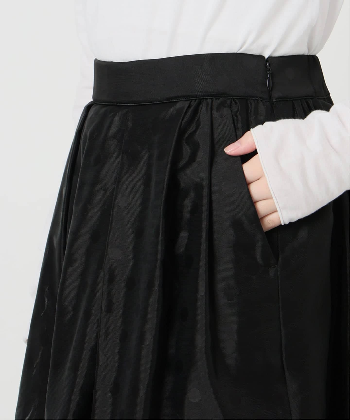 イエナラブークル　ドット　ジャガード　タック　スカート　フレアスカート　ロング IENA（イエナ） スカート ドットジャガード タックフレアスカート