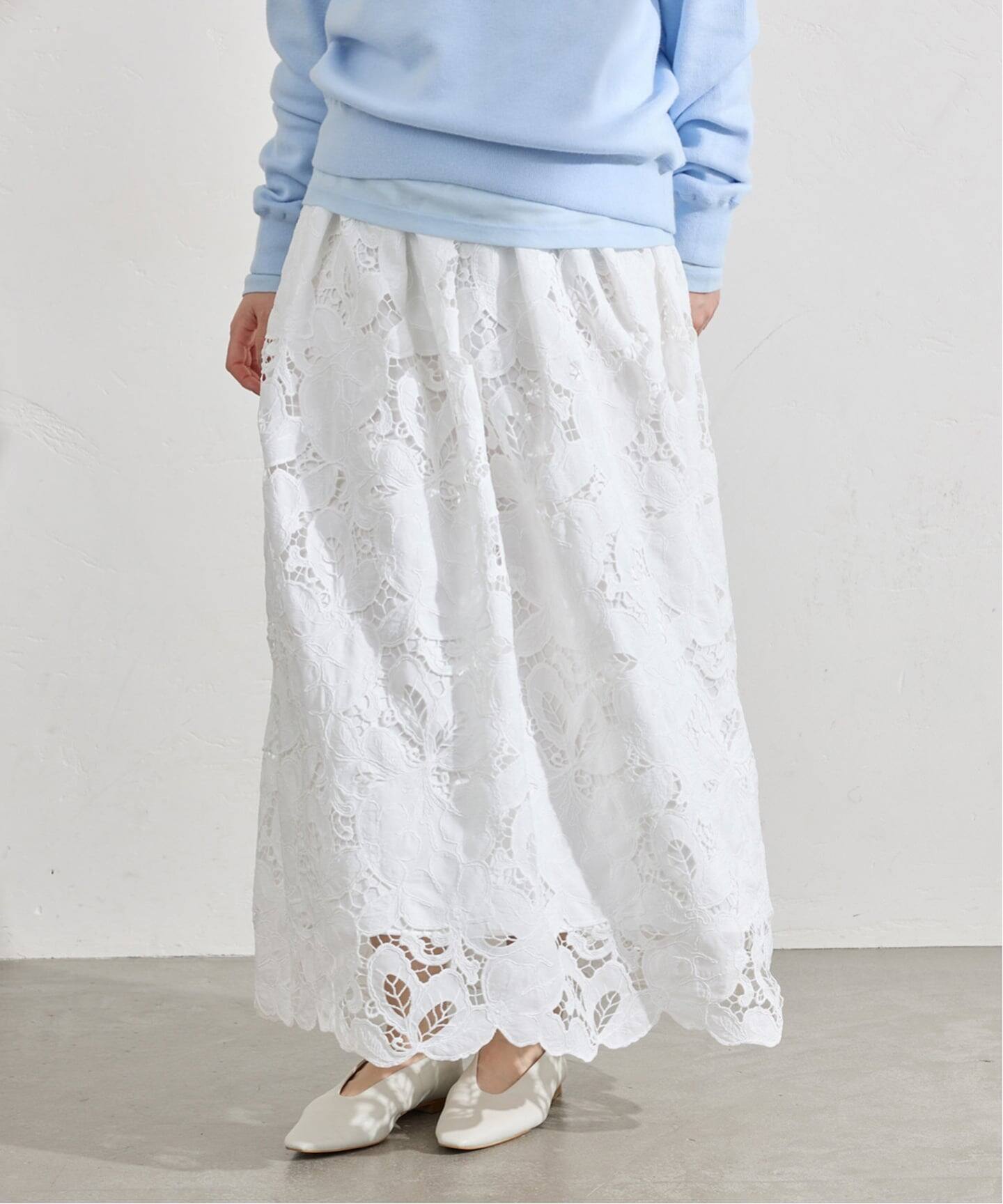 予約》フラワーコードレーススカート（ロング・マキシ丈スカート