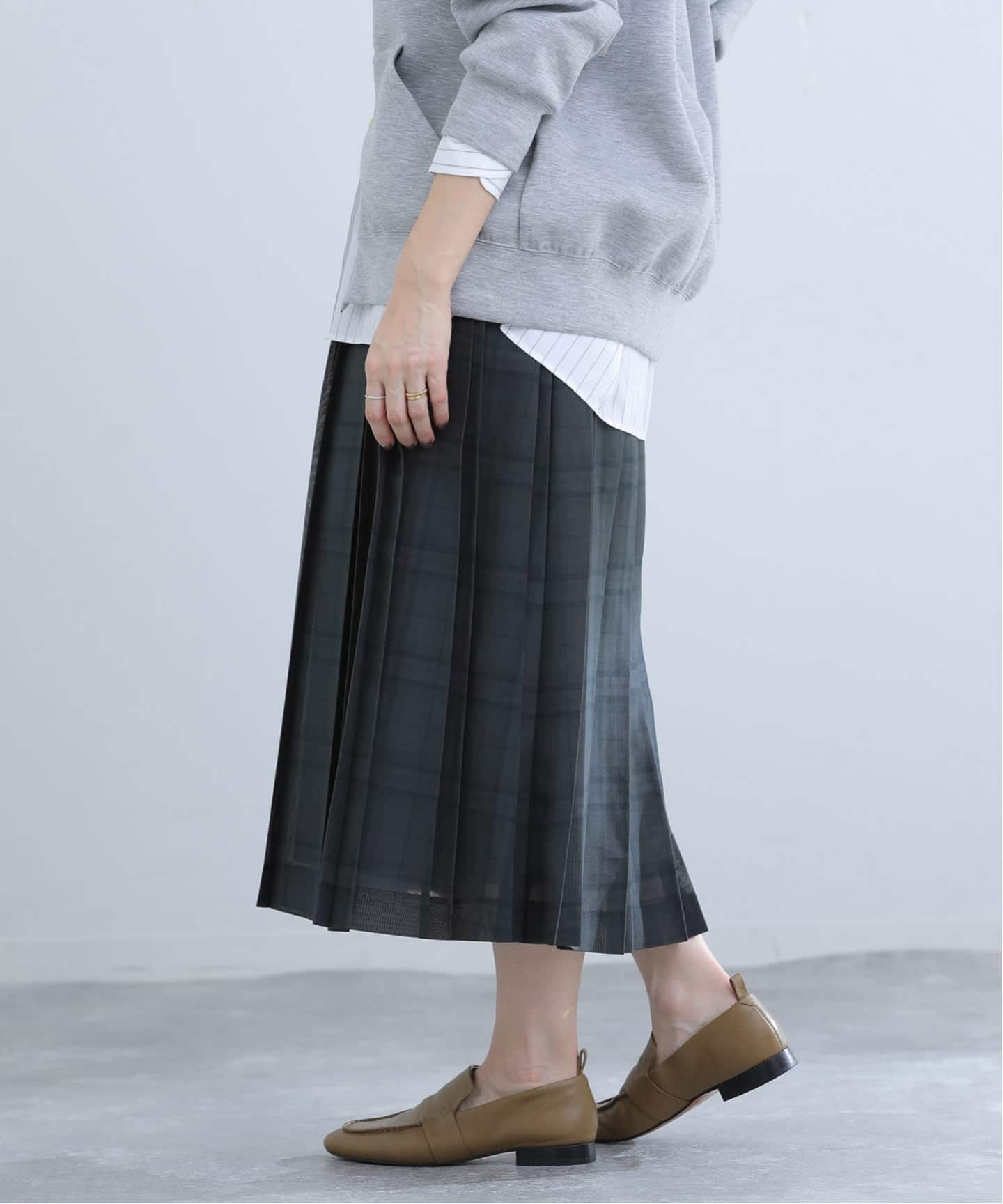シアーチェックプリーツスカート（ロング・マキシ丈スカート）｜IENA