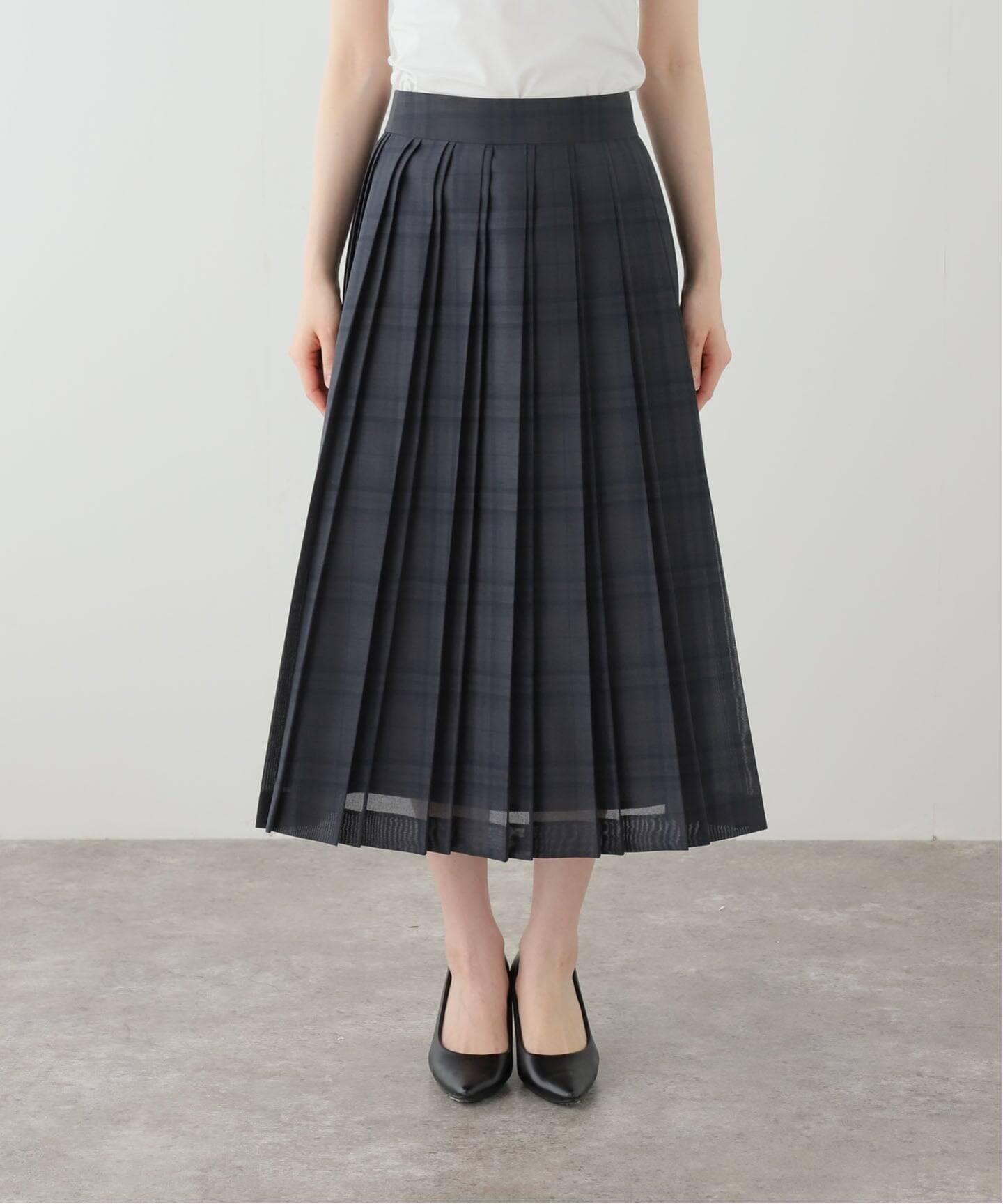 シアーチェックプリーツスカート（ロング・マキシ丈スカート）｜IENA