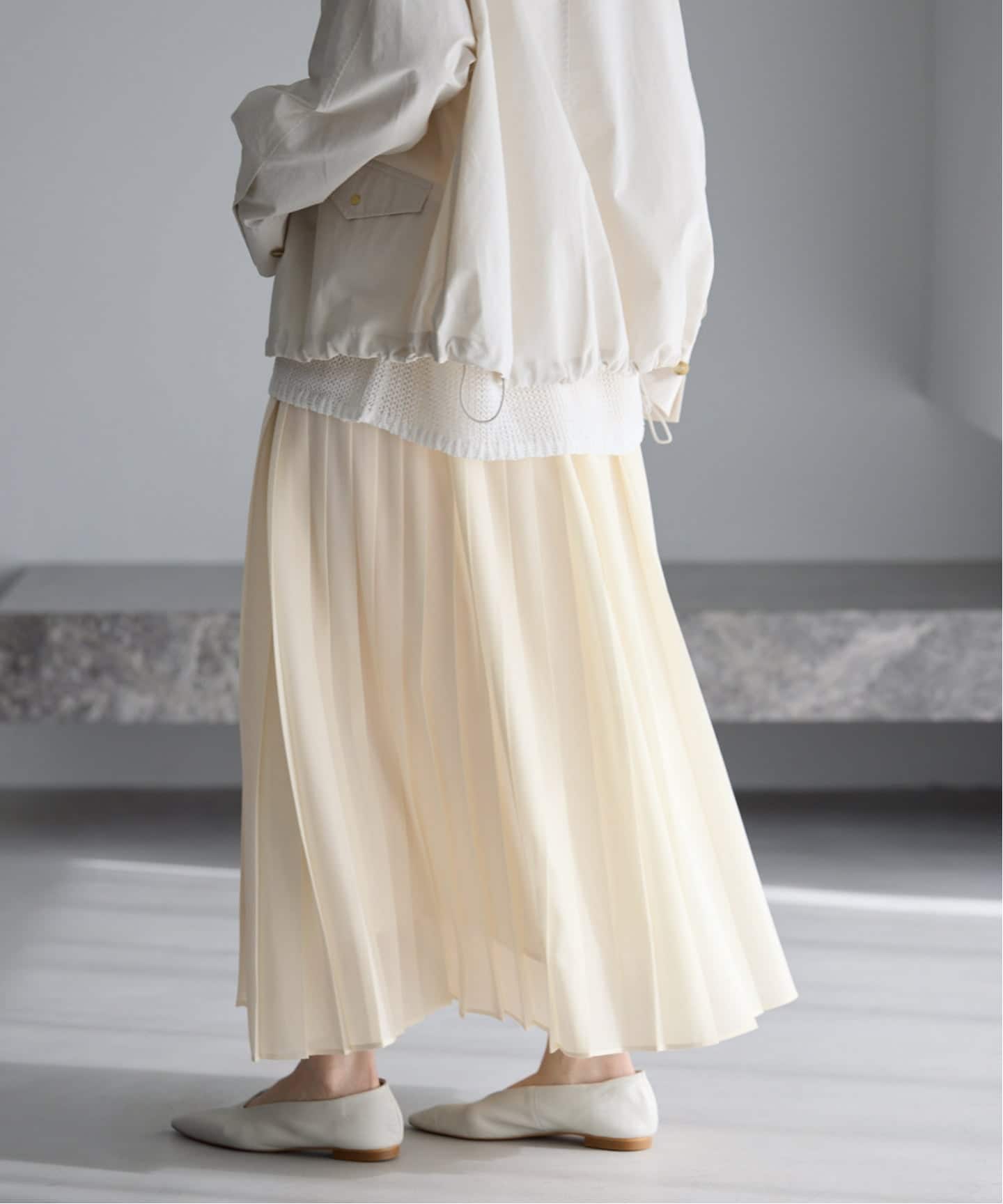 予約》ボイルシアープリーツスカート（ロング・マキシ丈スカート