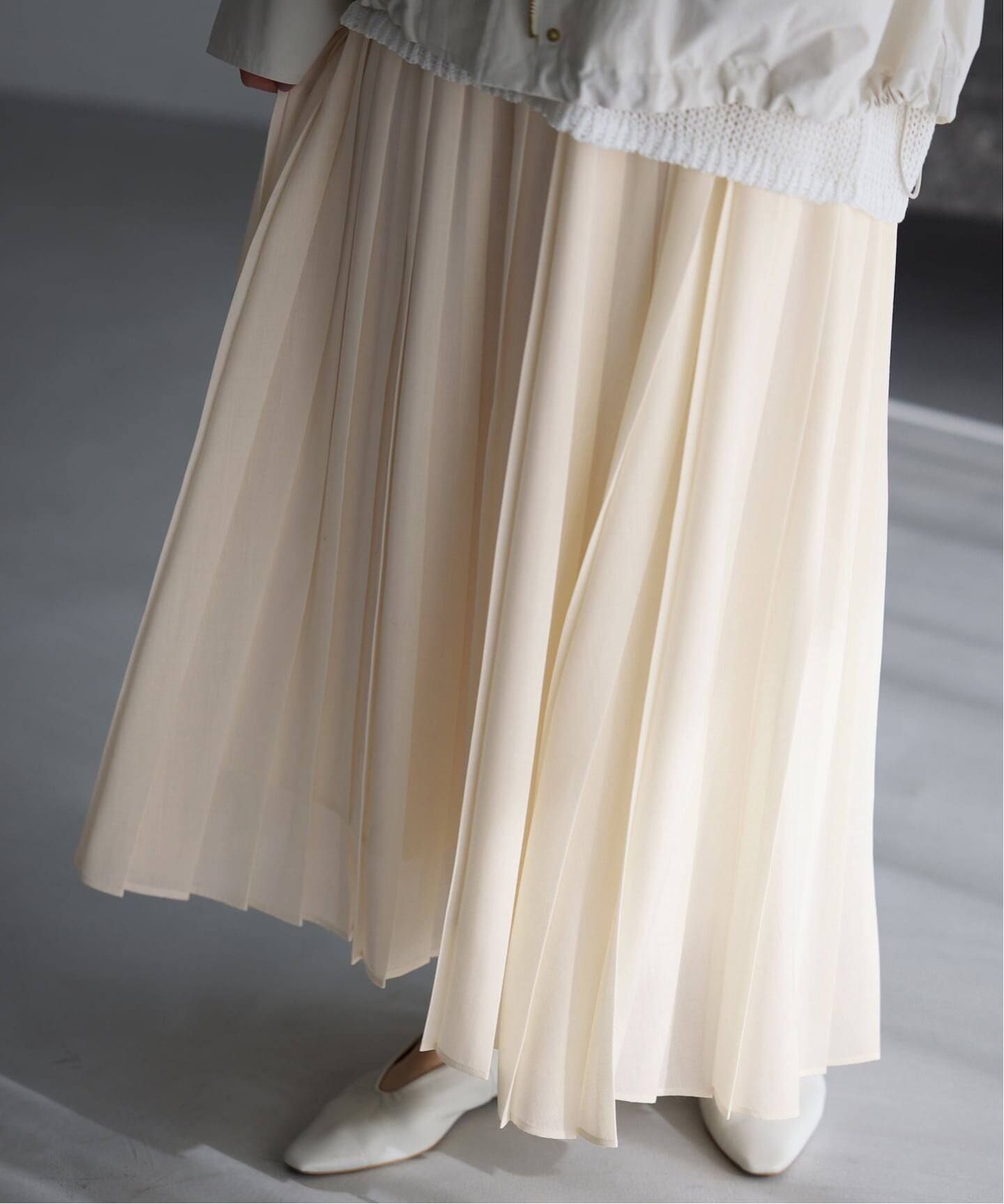 予約》ボイルシアープリーツスカート（ロング・マキシ丈スカート