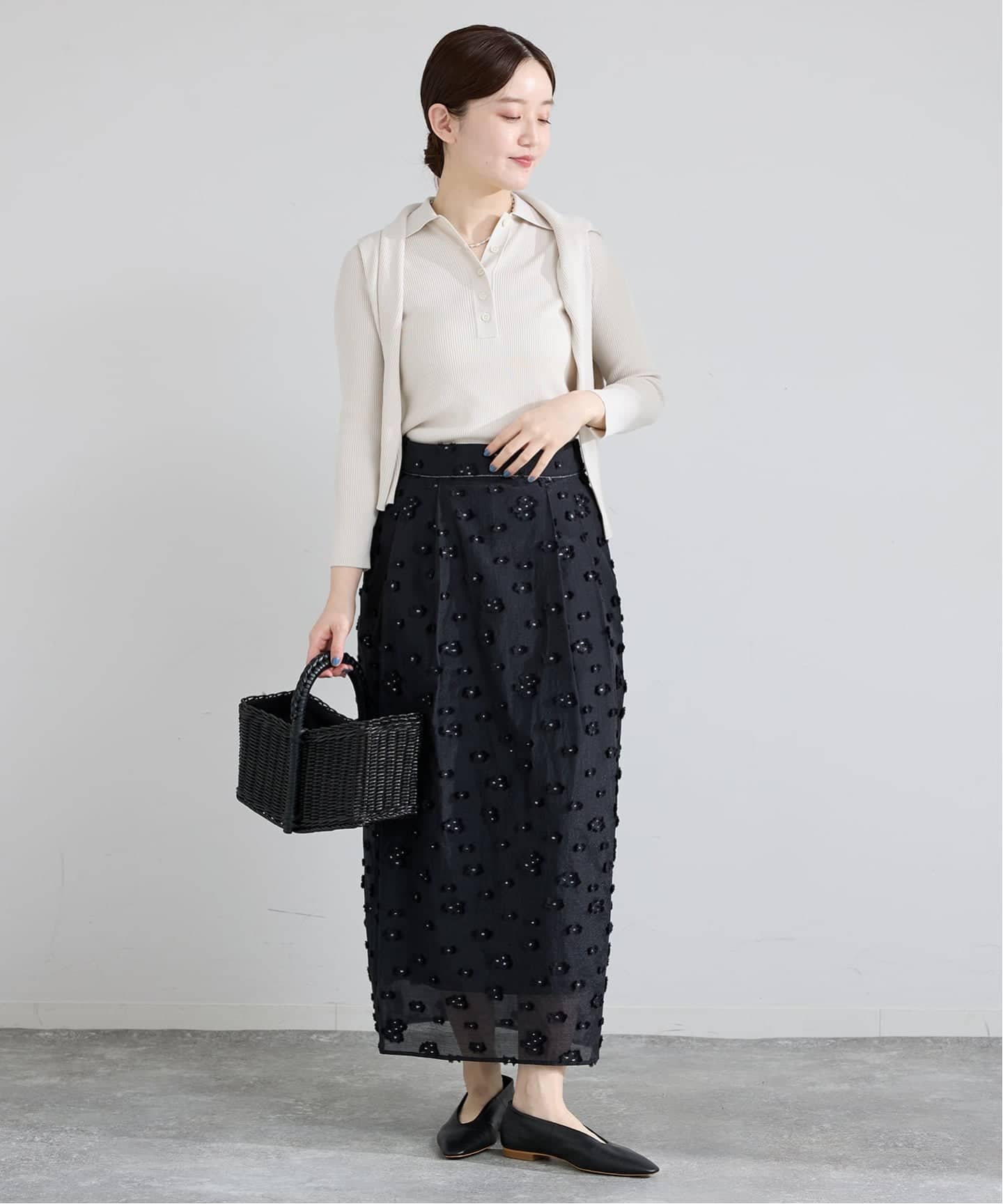 予約》フラワージャガードタックスカート（ロング・マキシ丈スカート