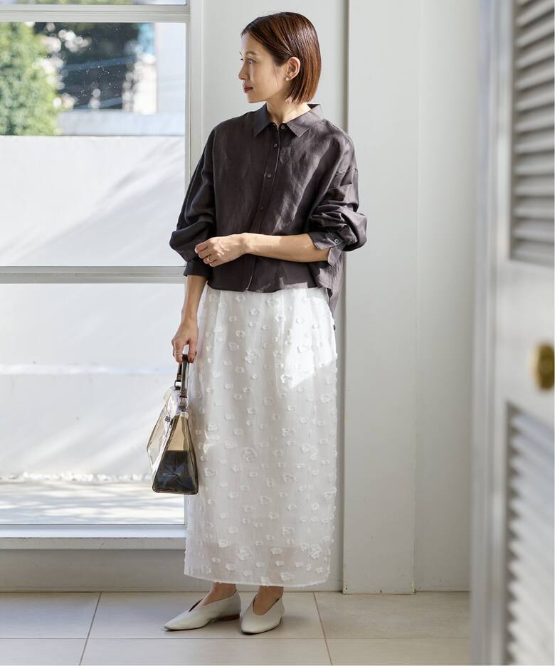 予約》フラワージャガードタックスカート（ロング・マキシ丈スカート  