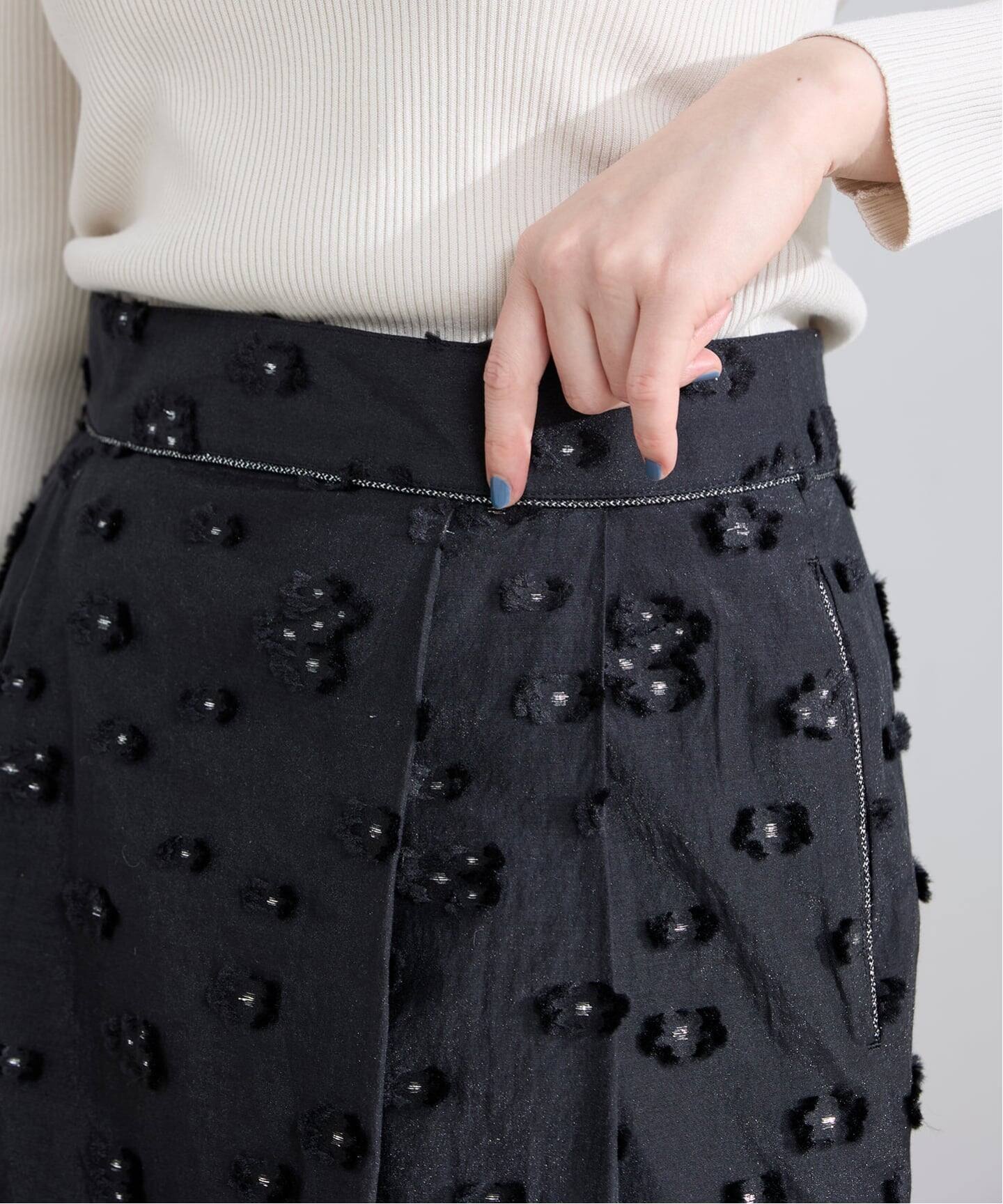 予約》フラワージャガードタックスカート（ロング・マキシ丈スカート