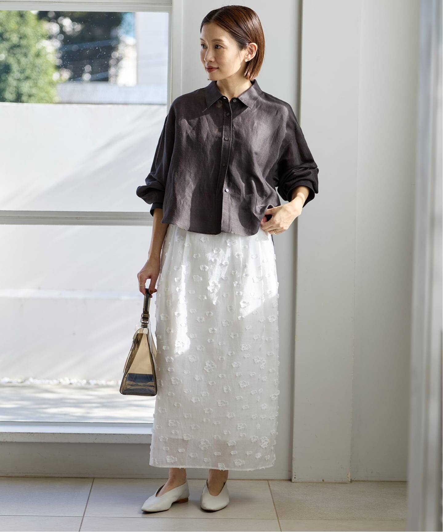 予約》フラワージャガードタックスカート（ロング・マキシ丈スカート