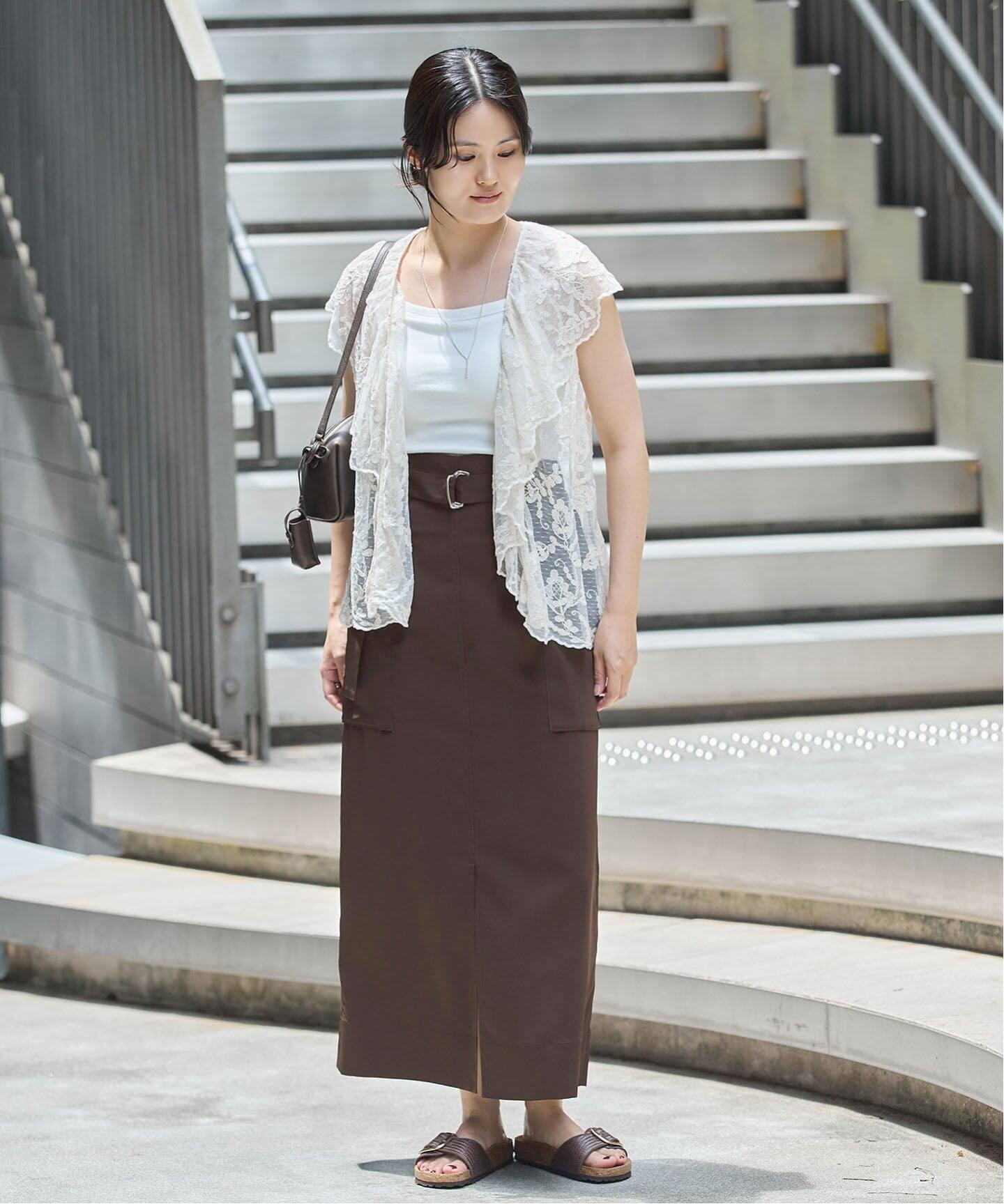 IENA upper hights ベージュ タイトロングスカート 追加/新色あり》ハイツイストペンシルロングスカート（ロング・マキシ