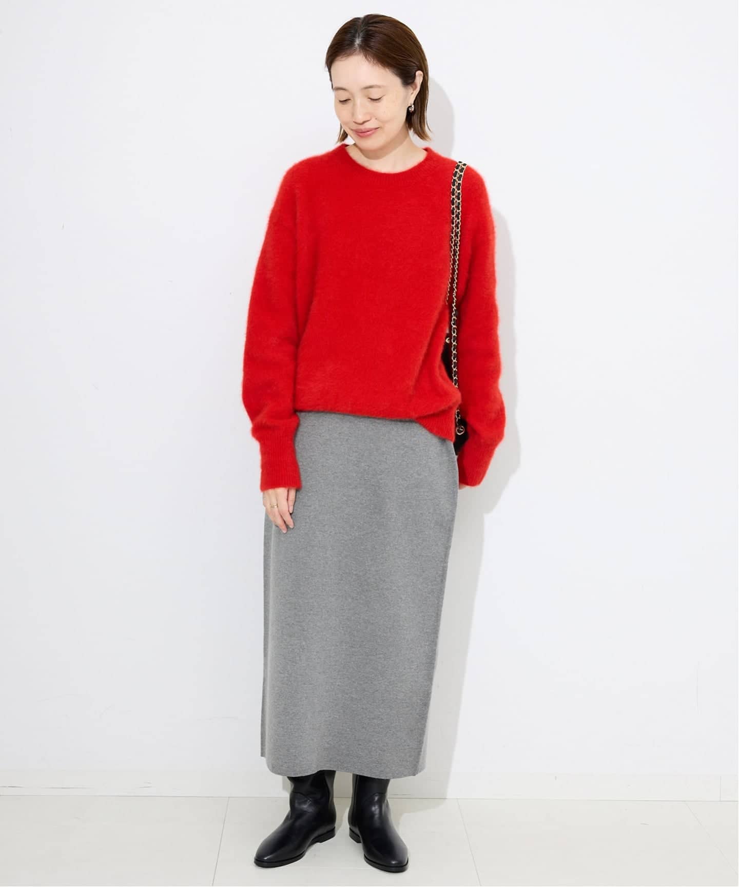 ベイクルーズ　AYNI 赤　レッド　クロシェ編み　ニットタイトスカート　高級感 セットアップ対応可/WEB限定カラーあり/追加2》ミラノリブタイト